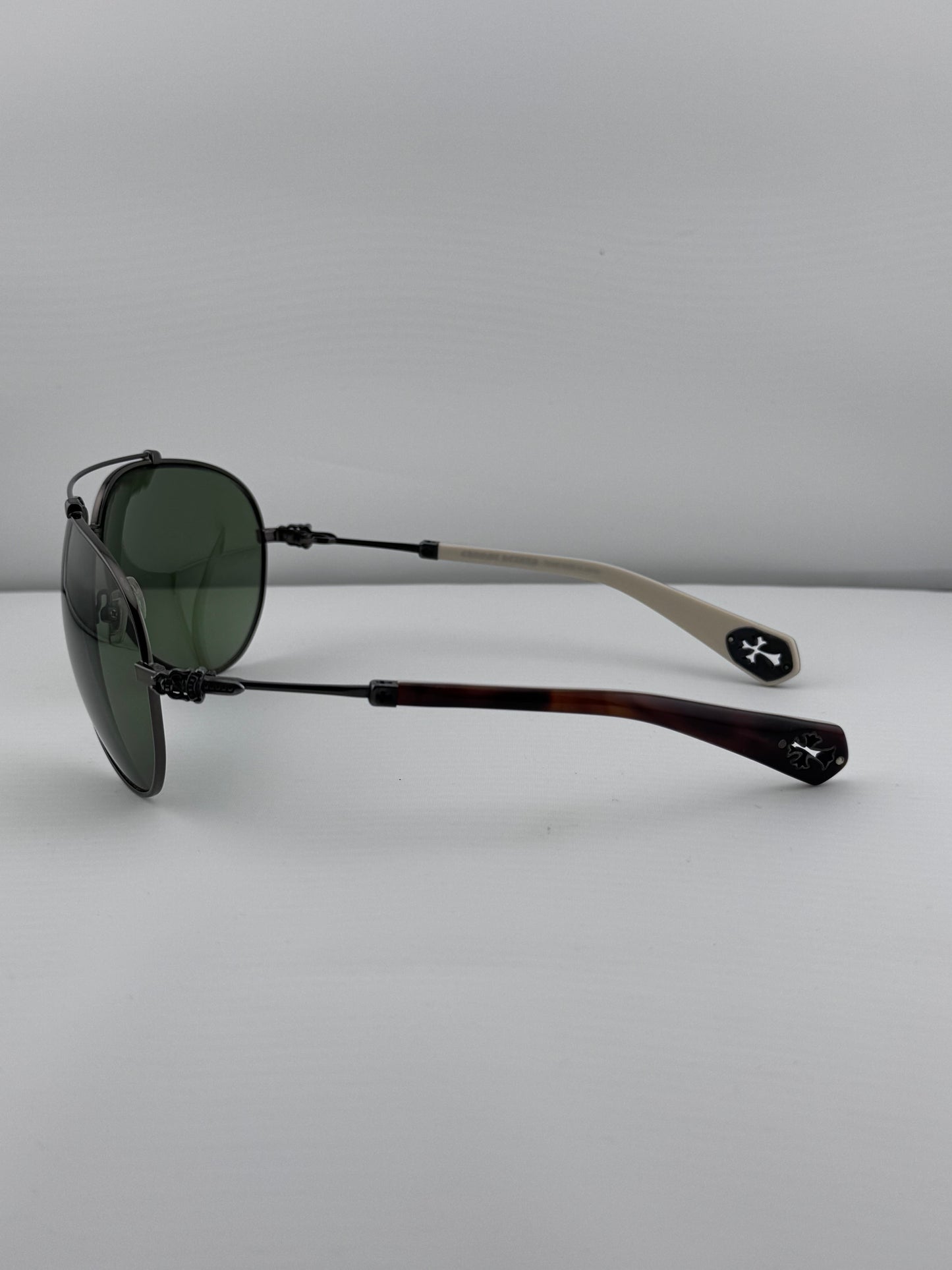 CHROME HEARTS STONED WHITE/BROWN SUNGLASSES (WITH CASE)