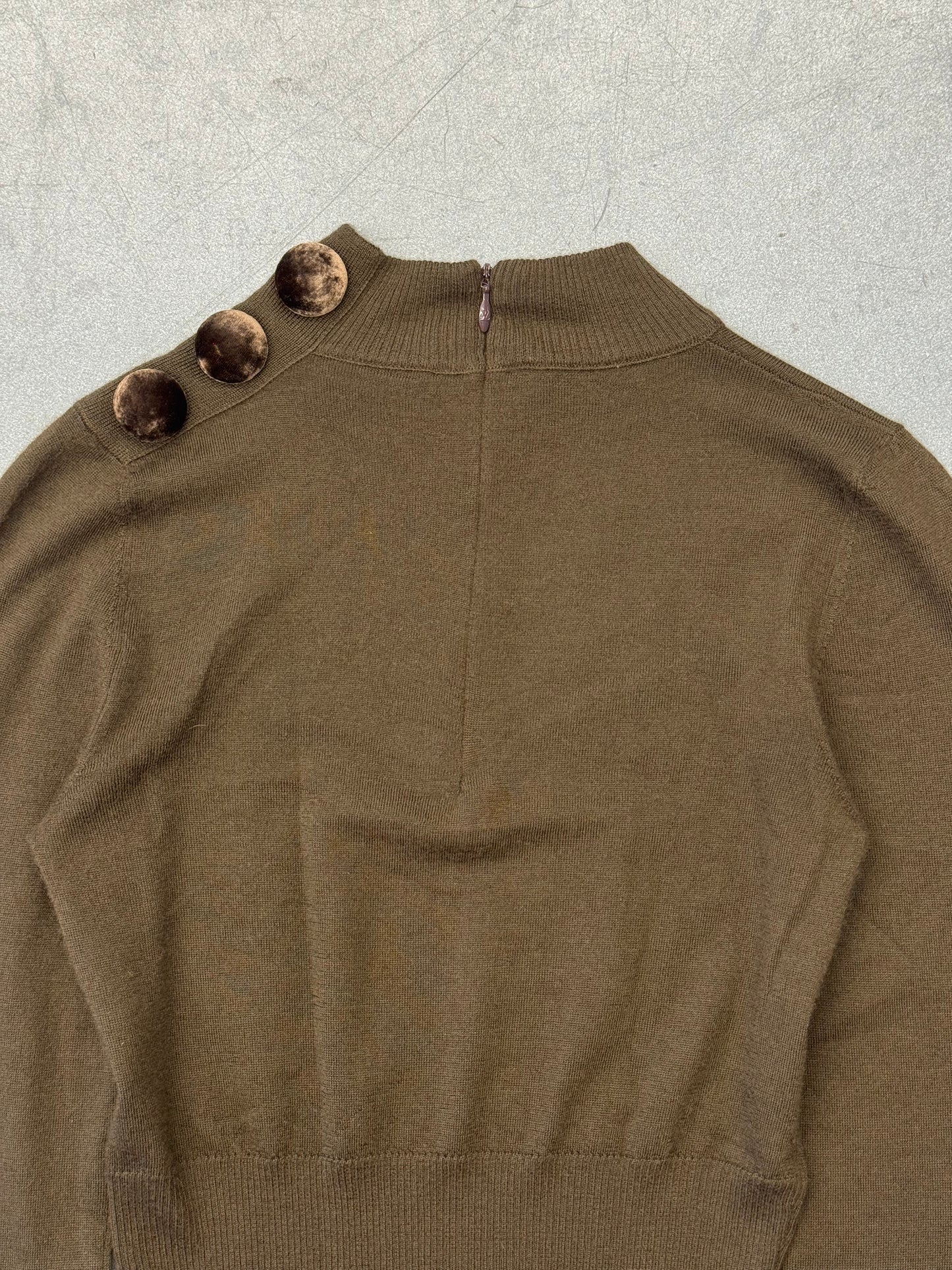 LOUIS VUITTON CASHMERE 3-BUTTON SHOULDER BACK-ZIP SWEATER