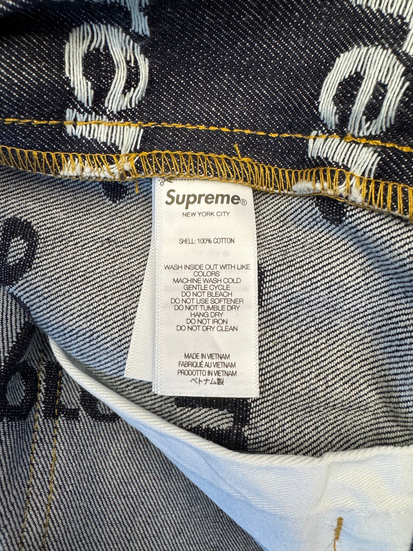 FW25 SUPREME JACQUARD LOGOS DOUBLE KNEE DENIM PAINTER JEAN - RIGID INDIGO