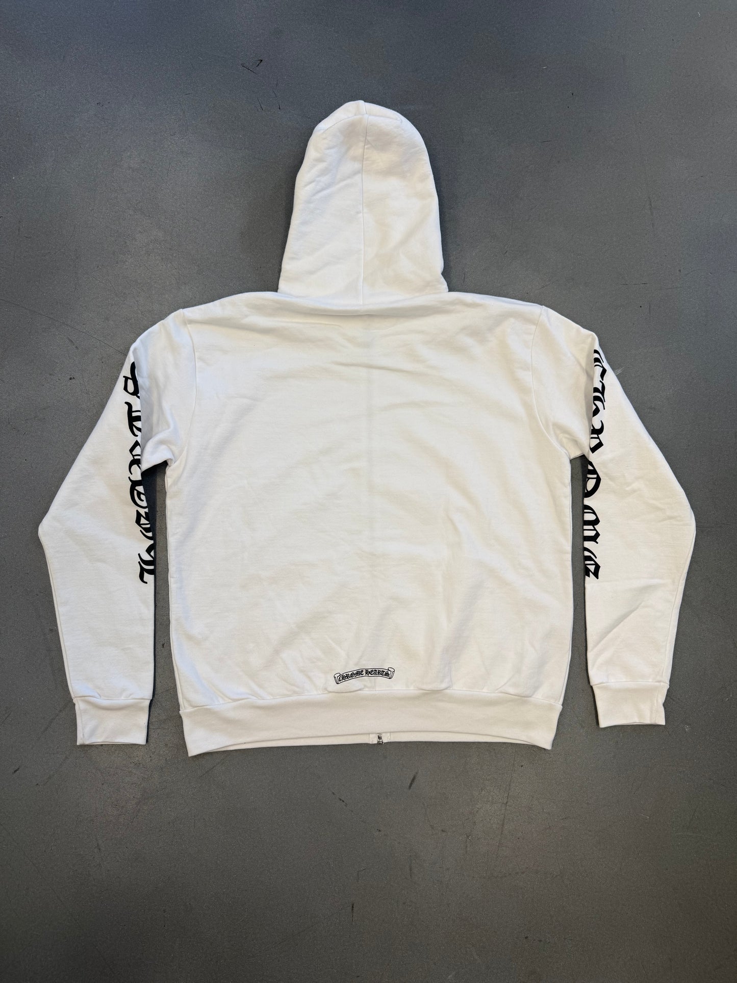 CHROME HEARTS VERTICAL LOGO ZIP UP HOODIE - WHITE