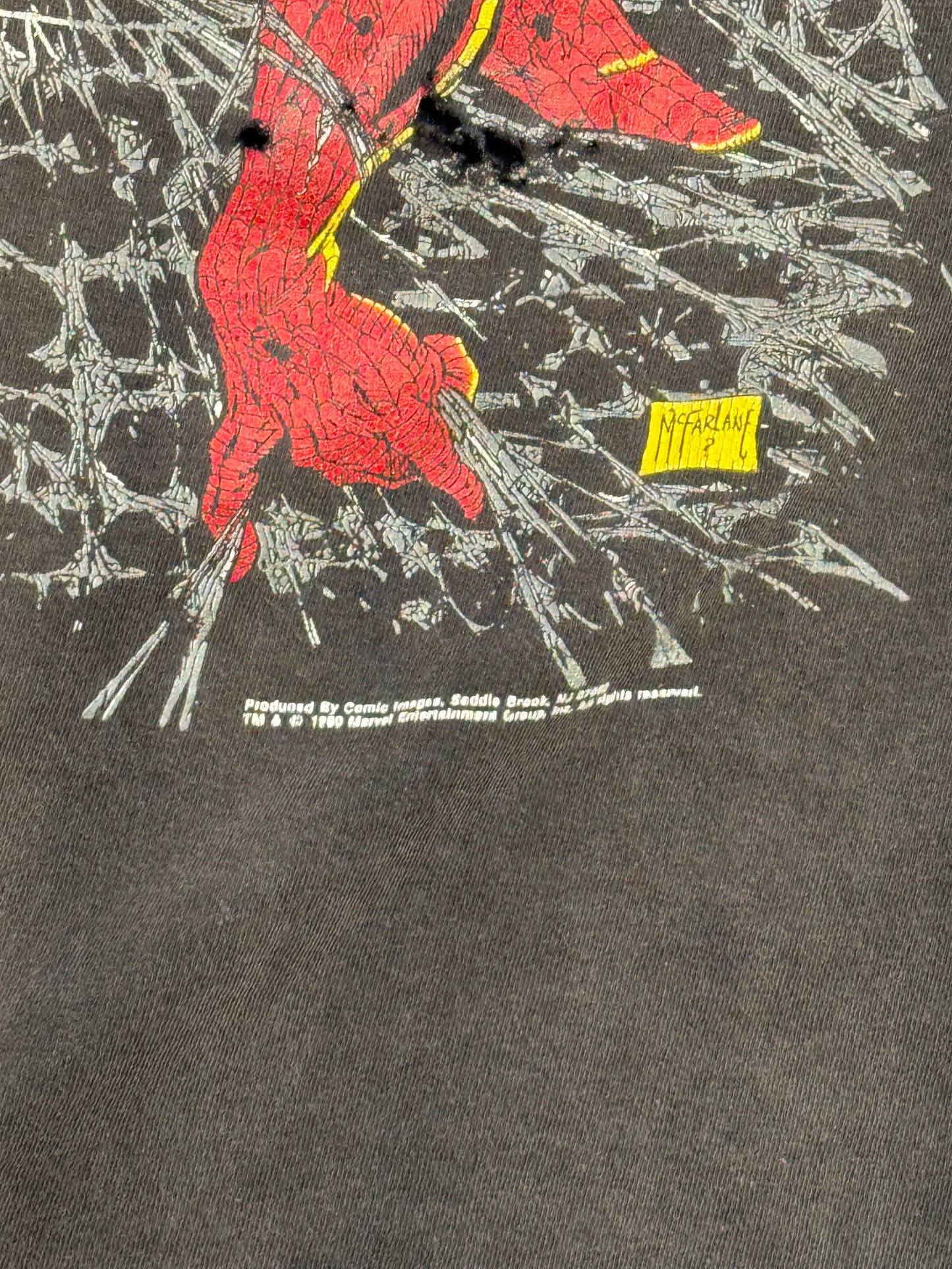 1990 TOD MCFARLENE COMIC IMAGES AMAZING SPIDERMAN TEE (TENNESSEE RIVER TAG)