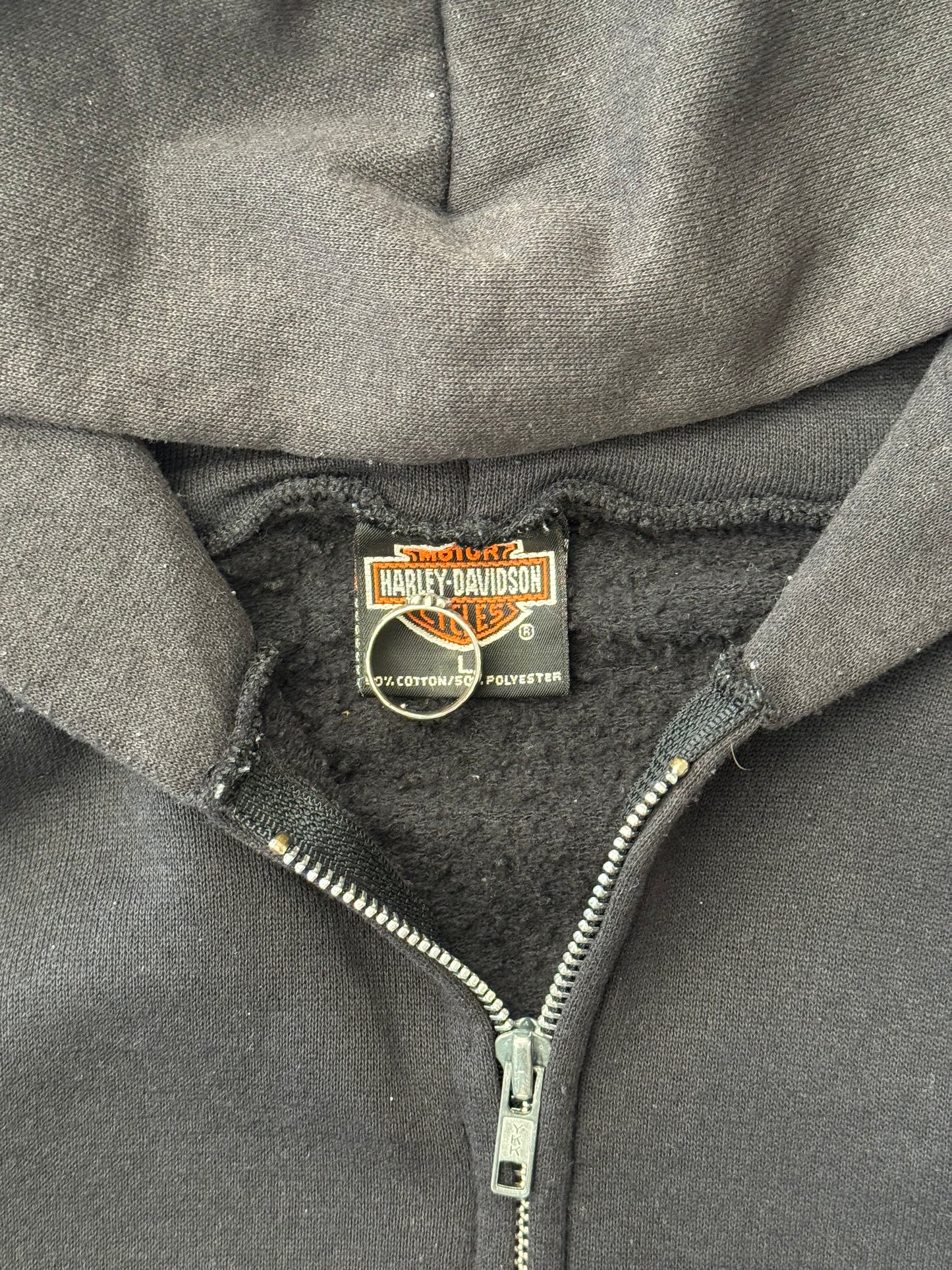 1996 HARLEY-DAVIDSON OF GLENDALE, CALIFORNIA FLAME SLEEVE ZIP-UP HOODIE