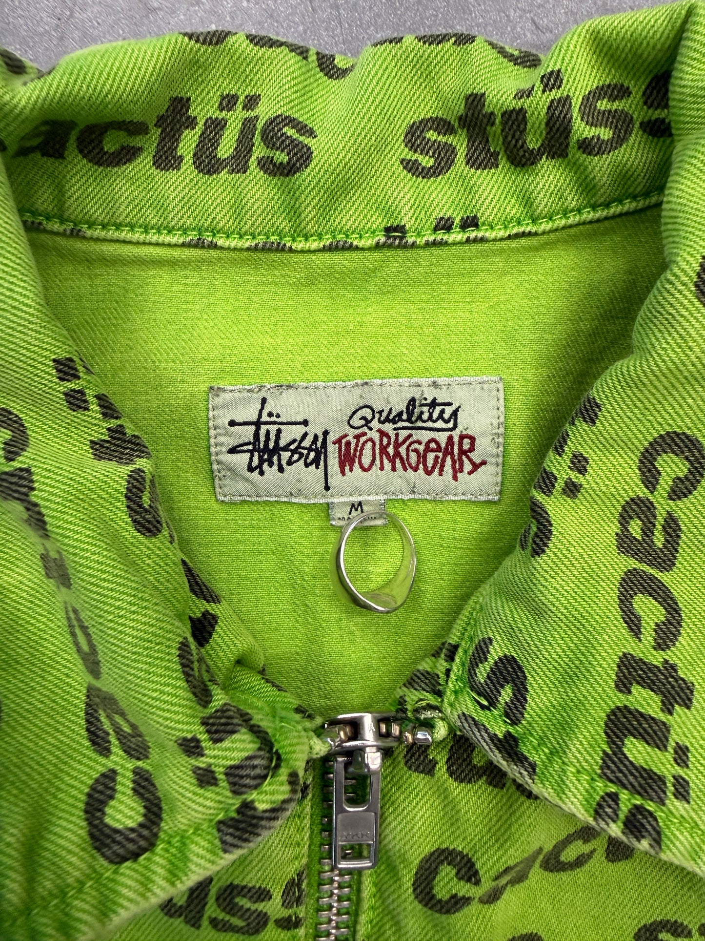 2021 STUSSY X CPFM CACTUS PLANT FLEA MARKET ZIP WORK JACKET - GREEN