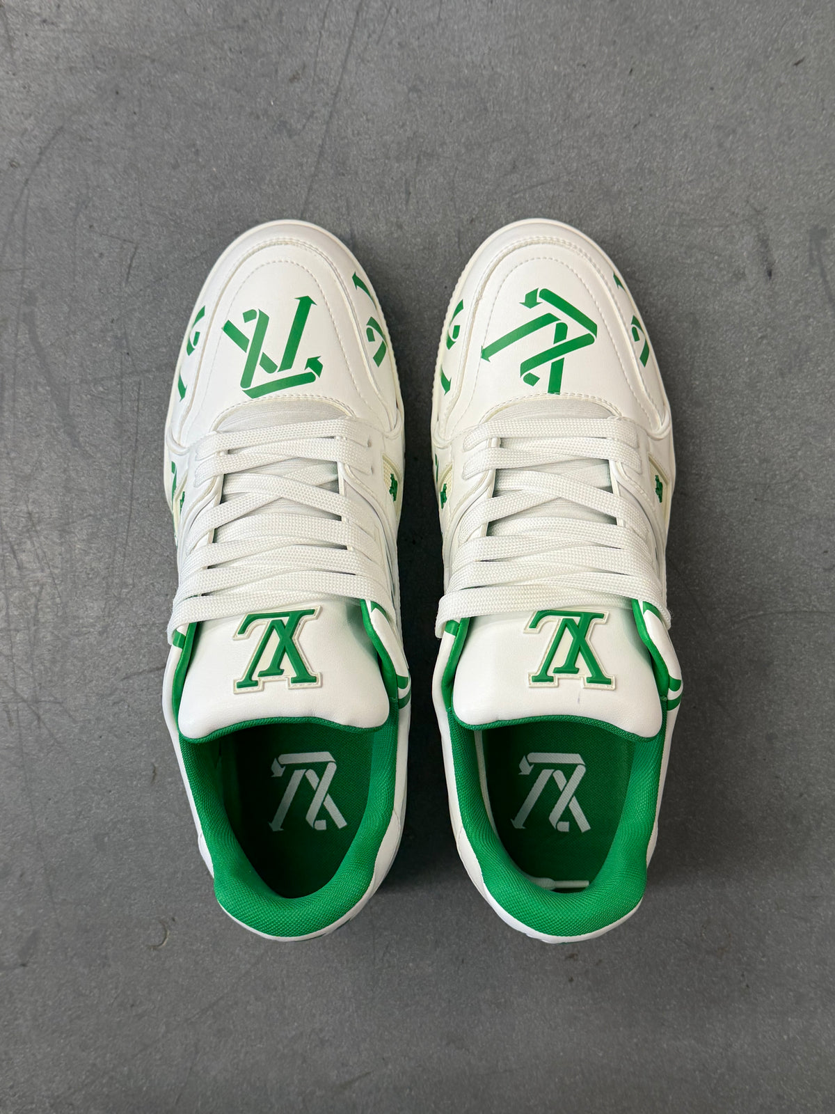 LOUIS VUITTON LV TRAINER UPCYCLED SNEAKERS - WHITE/GREEN (LV 8 / US 9)