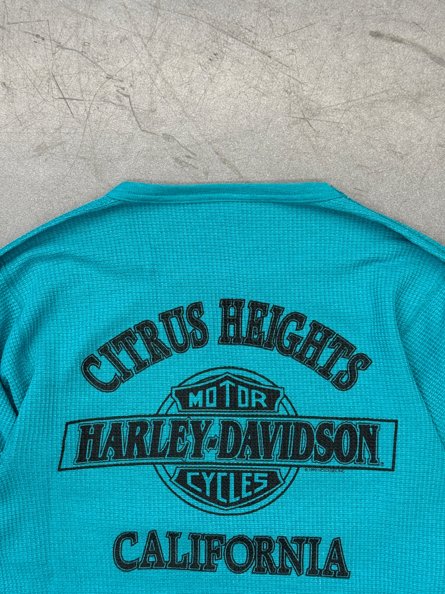 1992 HARLEY-DAVIDSON CHECKERBOARD CREST LOGO CITRUS HEIGHTS CALIFORNIA THERMAL (FADED HARLEY TAG)