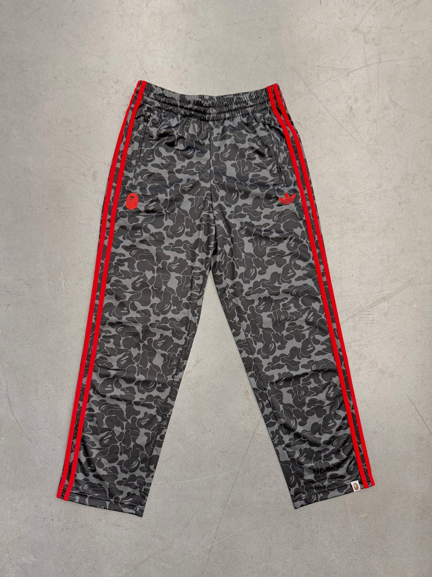BAPE X ADIDAS ALL OVER PRINT TRACK PANTS - BLACK/RED (S) (NEW)