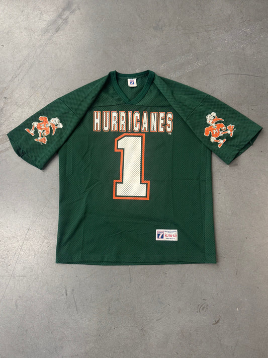 90S UNIVERSITY OF MIAMI HURRICANES MESH # 1 JERSEY (LOGO 7 TAG)