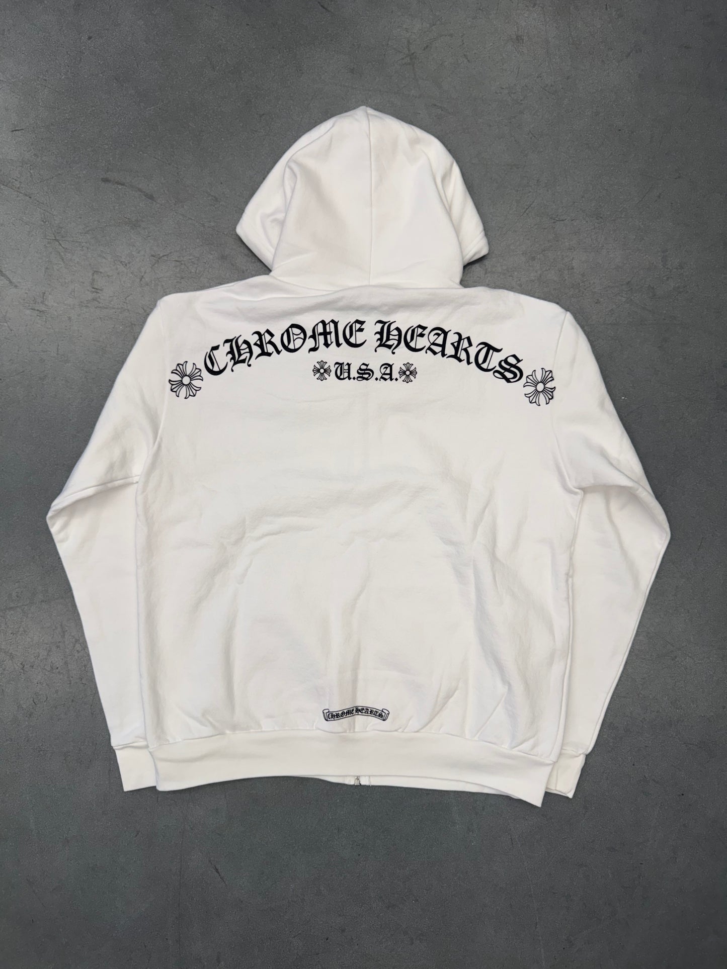 CHROME HEARTS T-BAR ZIP UP HOODIE - WHITE