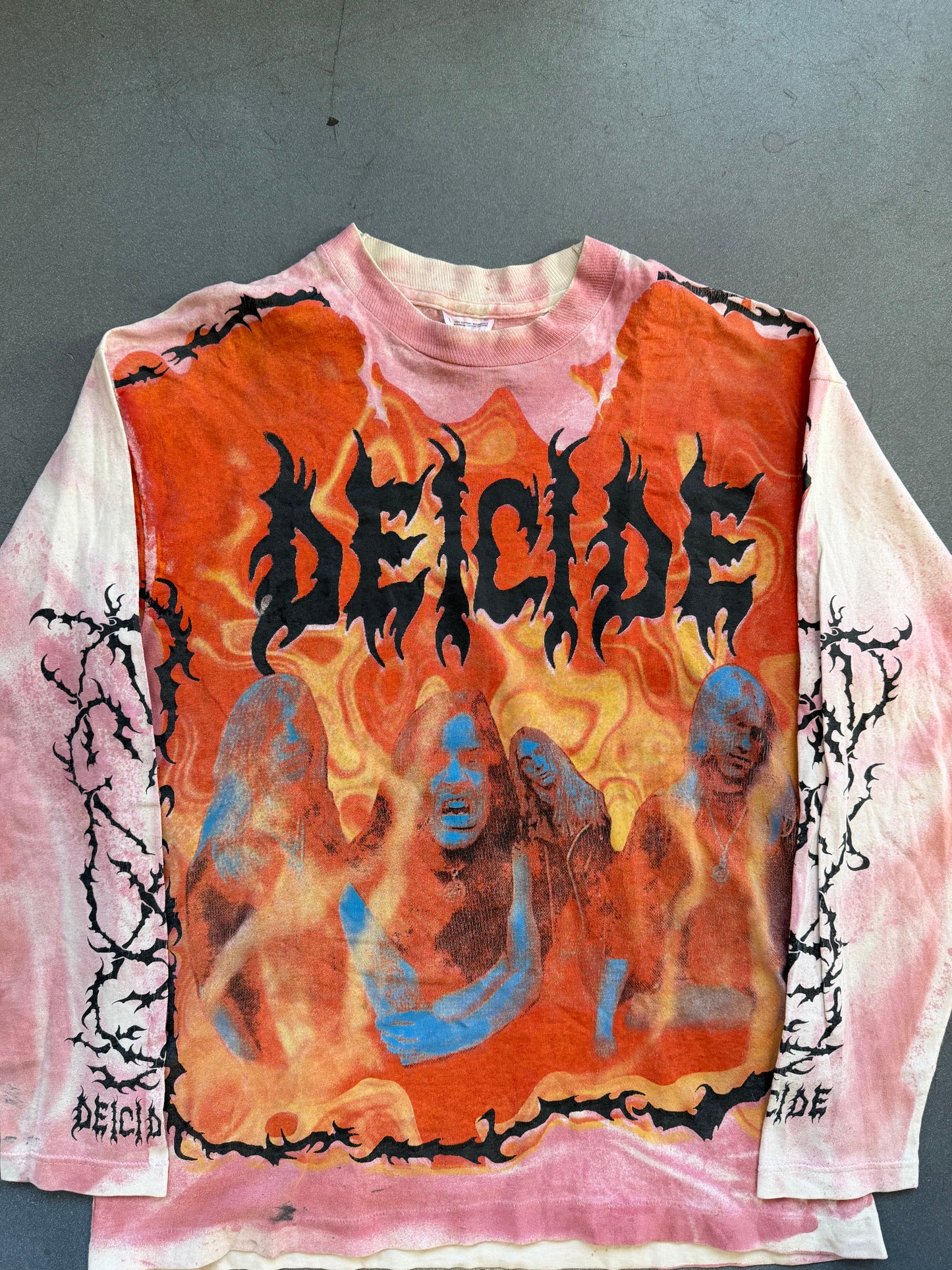 90'S DEICIDE ORANGE MARBLE AOP LS BAND TEE (SCREEN STARS TAG)
