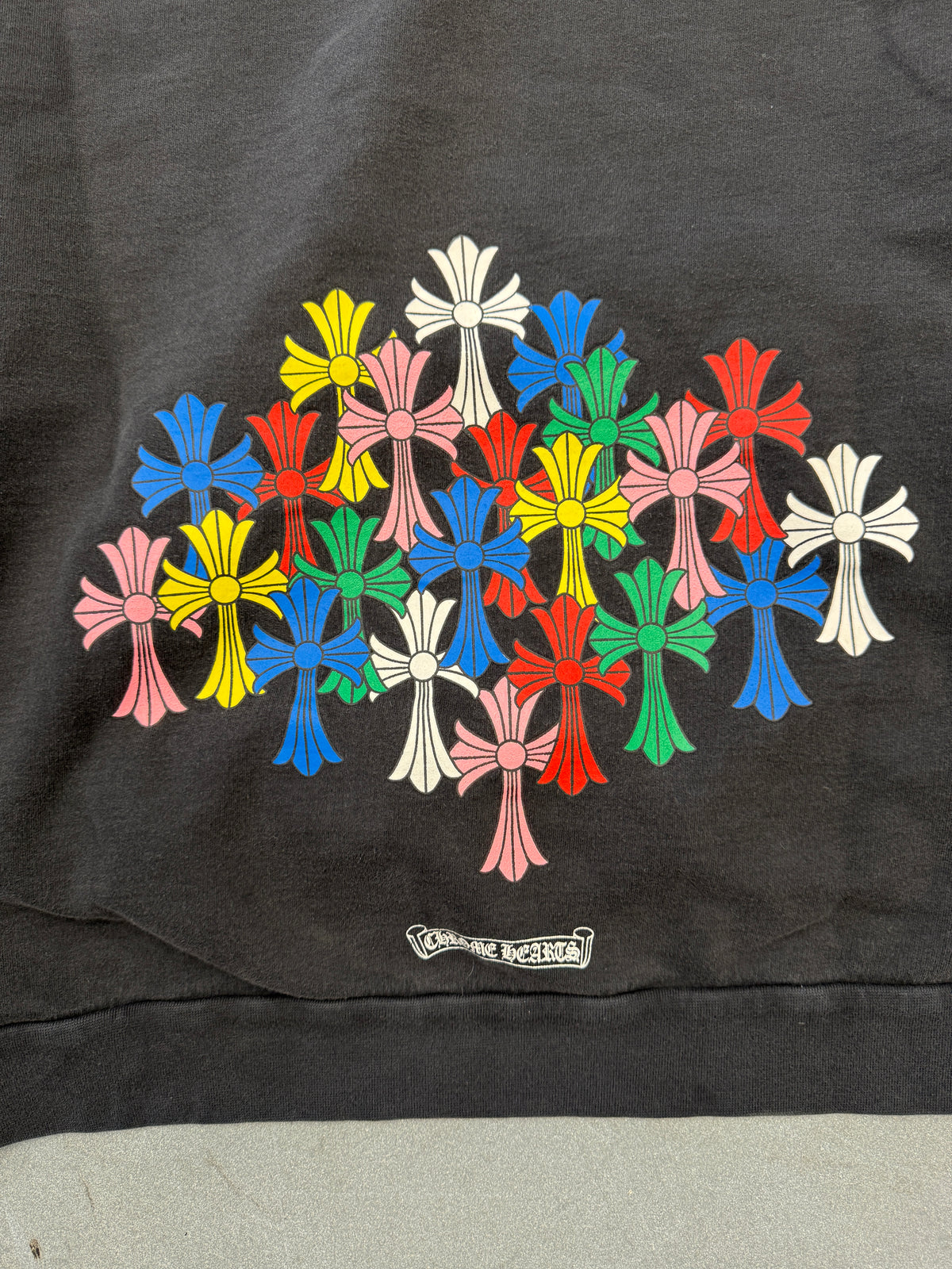 CHROME HEARTS MULTI COLOR CROSS PULLOVER HOODIE - BLACK