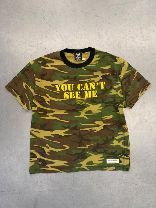 2002 WWE YOU CAN'T SEE ME JOHN CENA CAMO RINGER TEE (DOUBLE TAG)