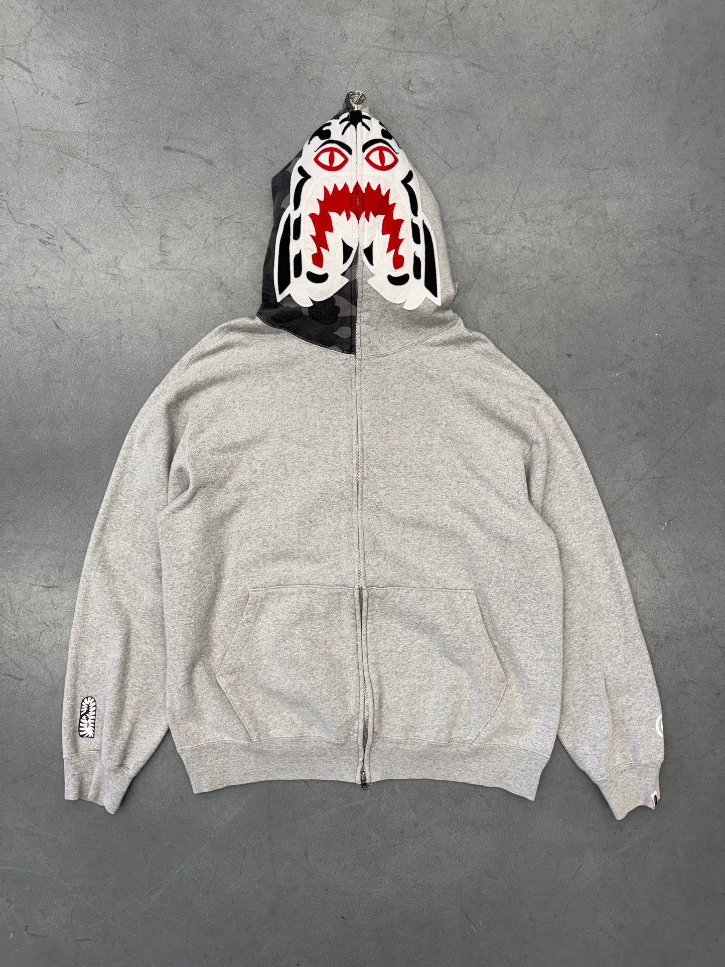 Y2K VINTAGE A BATHING APE BAPE FULL ZIP UP TIGER GREY HOODIE