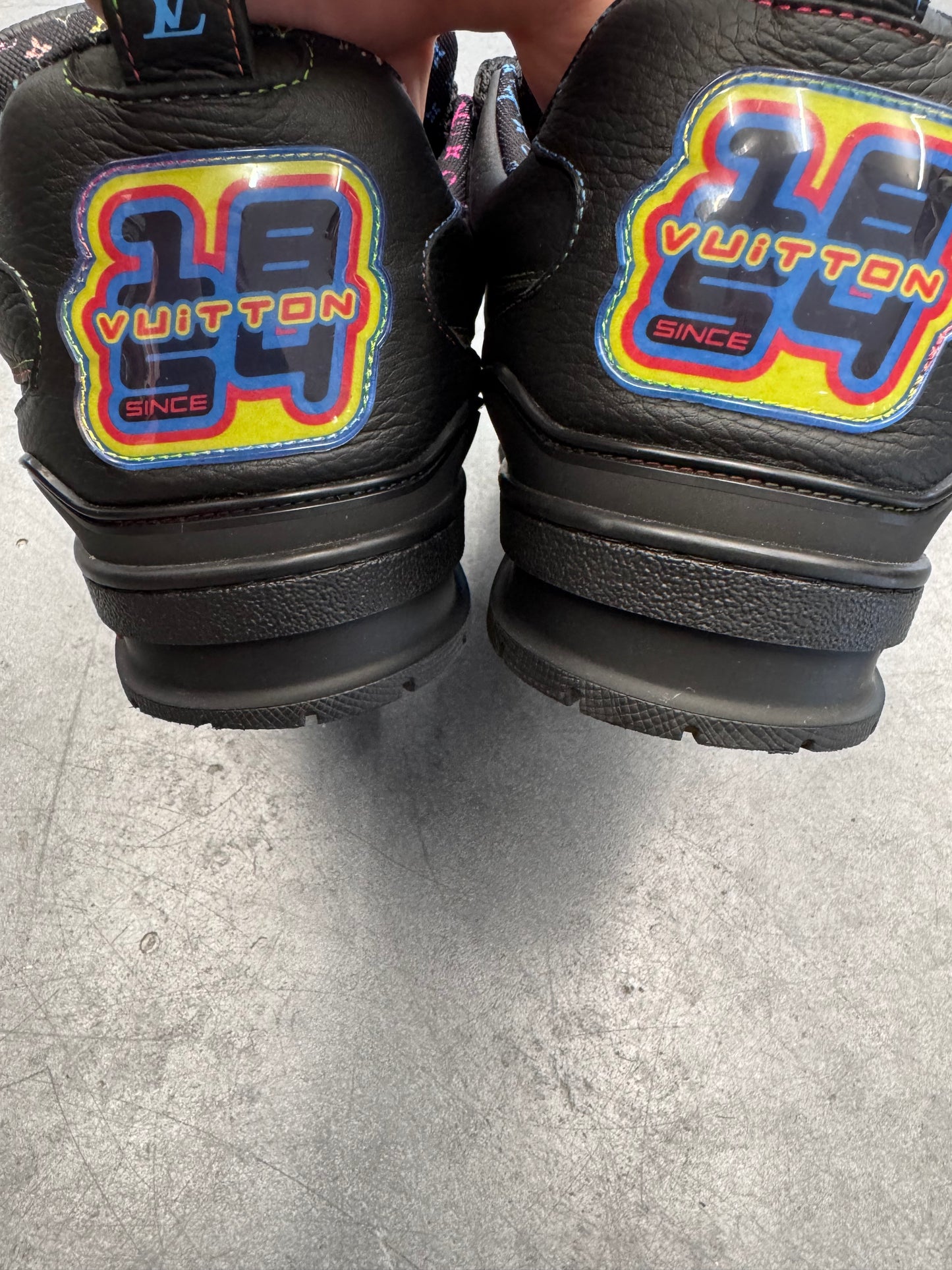 SIZE 10 LOUIS VUITTON RAINBOW/BLACK SKATE SNEAKER (PRE-OWNED WITH NO BOX)
