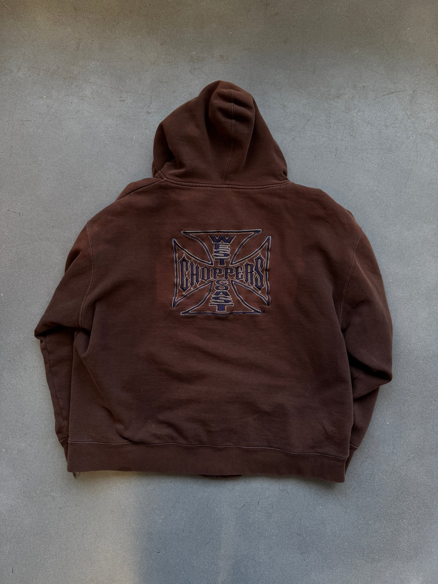 Y2K WEST COAST CHOPPERS FULL ZIP INSULATED HOODIE (JESSE JAMES WORK WEAR TAG)