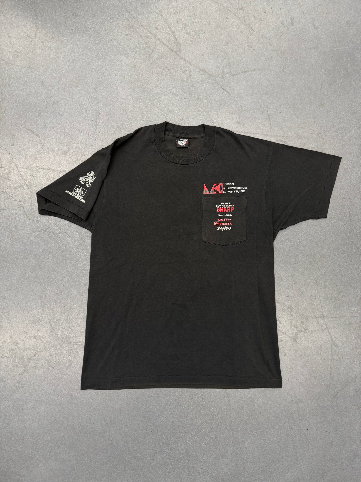 80'S VIDEO ELECTRONICS & PARTS, INC. NINTENDO MARIO POCKET TEE (SCREEN STARS BEST TAG)