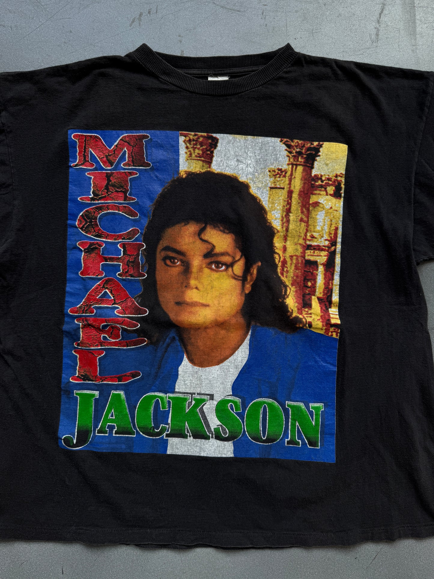 90'S VINTAGE MICHAEL JACKSON KING OF POP BOOTLEG RAP STYLE TEE (FADED TAG)