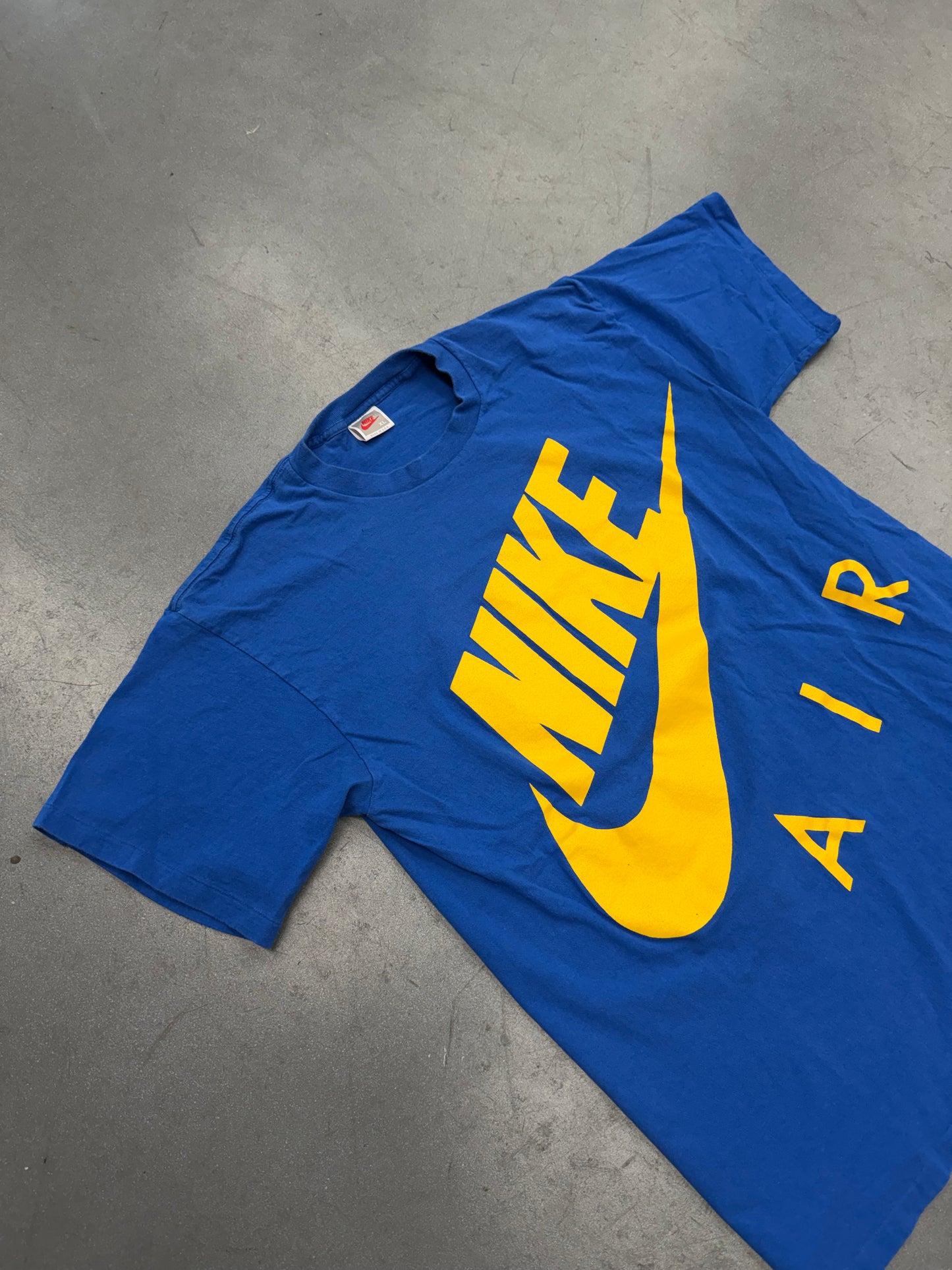 90S NIKE AIR YELLOW LOGO BLUE TEE (GREY/RED/WHITE TAG)