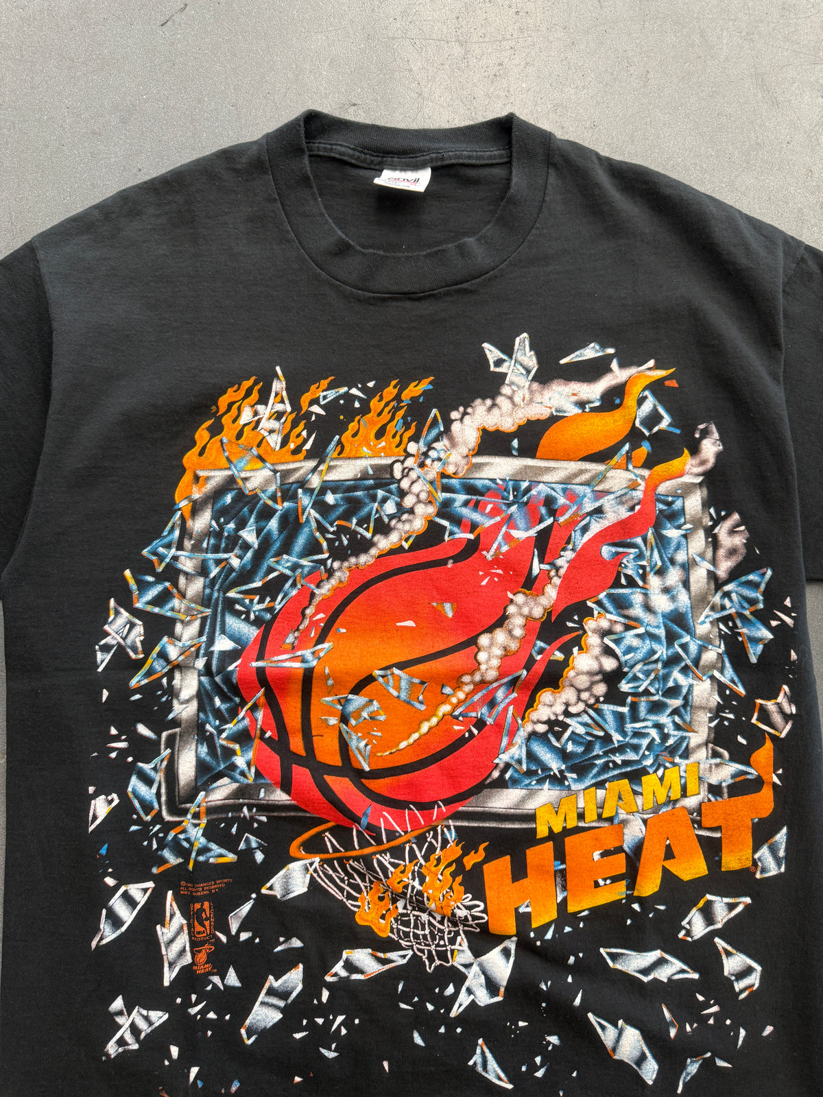 1992 MIAMI HEAT SHATTERED BACKBOARD TEE (ANVIL RED BAR TAG) - XL