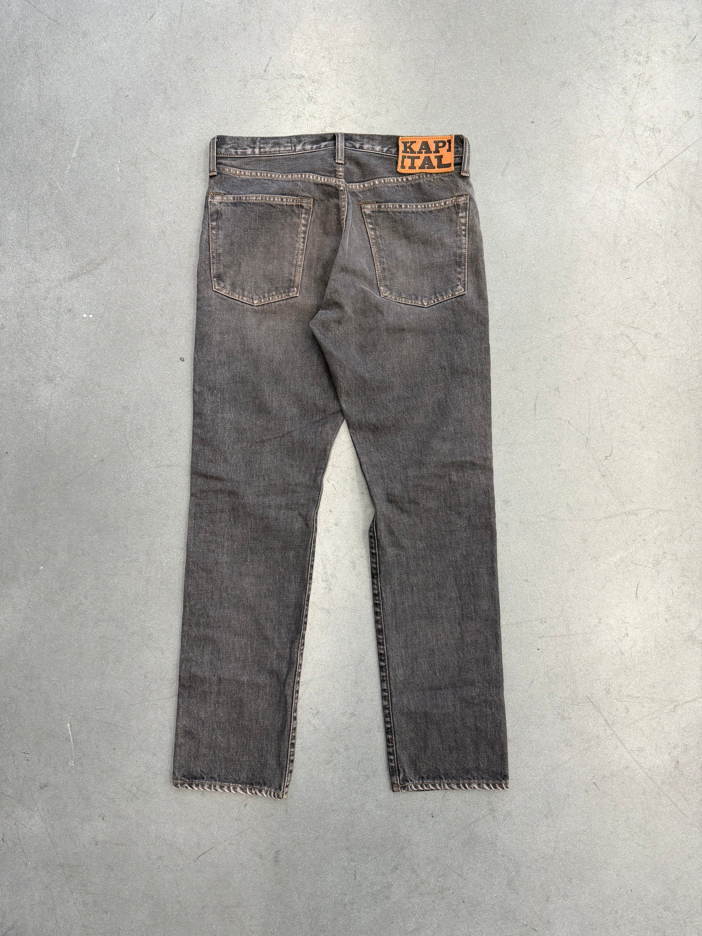 KAPITAL 14OZ DENIM 5P MONKEY CISCO GEMSTONE JEANS - BLACK
