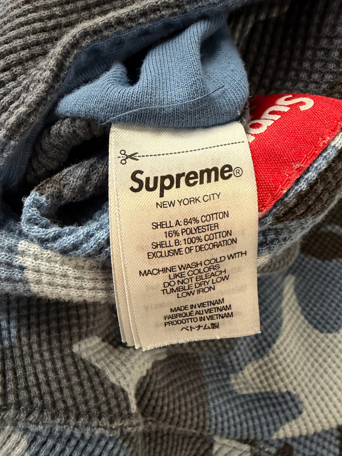 FW25 SUPREME REVERSIBLE WORK ZIP UP HOODED SWEATSHIRT - NAVY