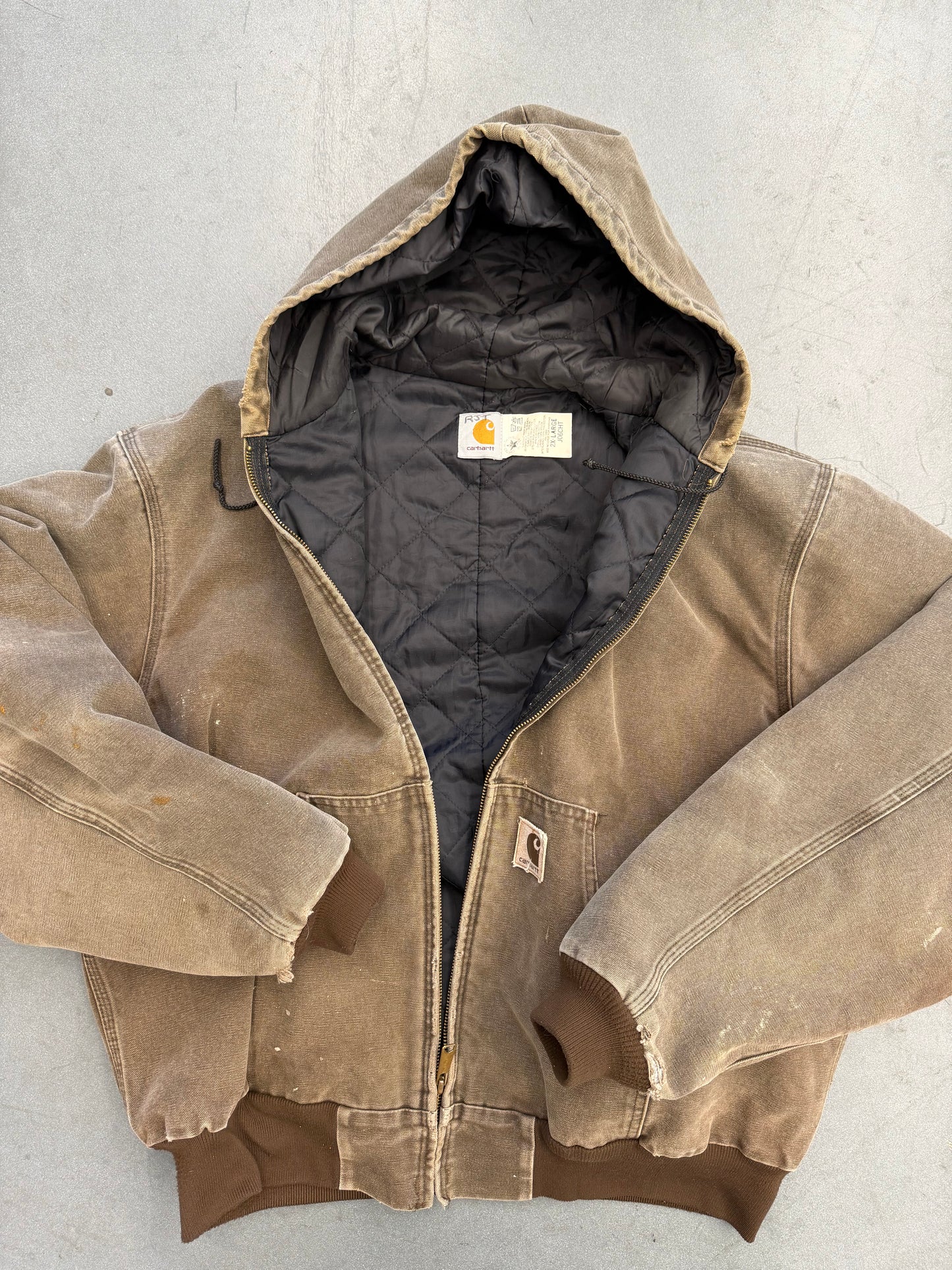 80'S CARHARTT INSULATED CANVAS HOODIE - GREEN (J06CHT 2XL)