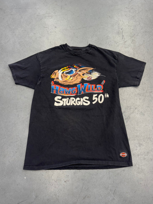 1988 RAPID CITY, S.D. HAWGS WILD STURGIS 50TH ANNIVERSARY TEE (HANES BEEFY TAG)