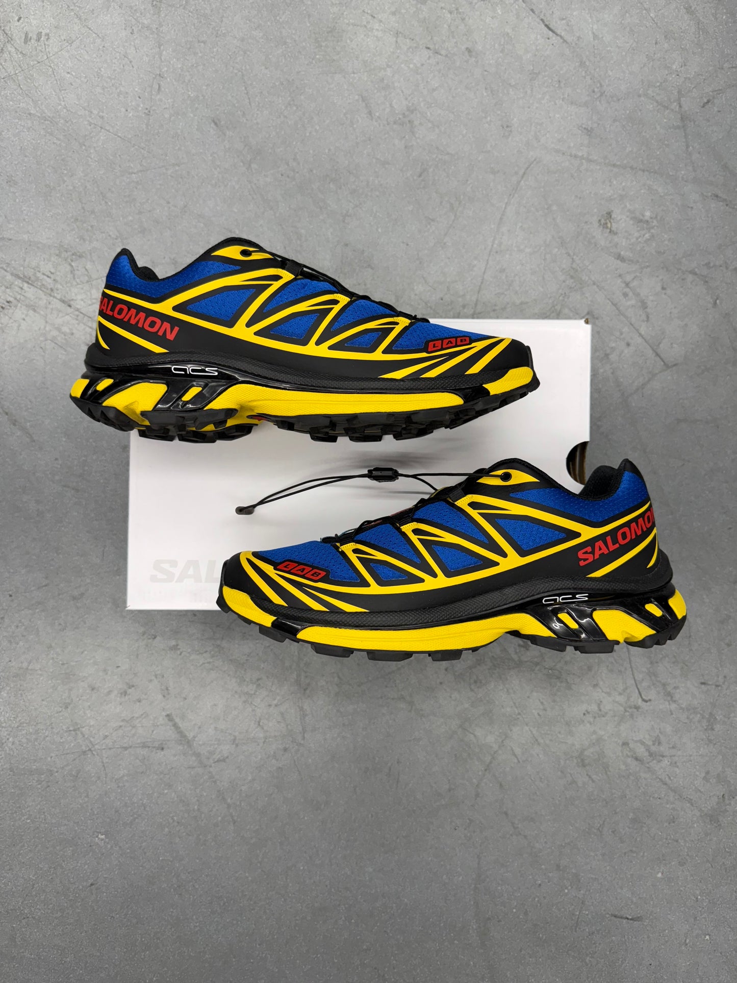 2025 SIZE 8.5 SALOMON XT-6 JJJJOUND NAUTICAL BLUE LEMON (PRE-OWNED WITH BOX)