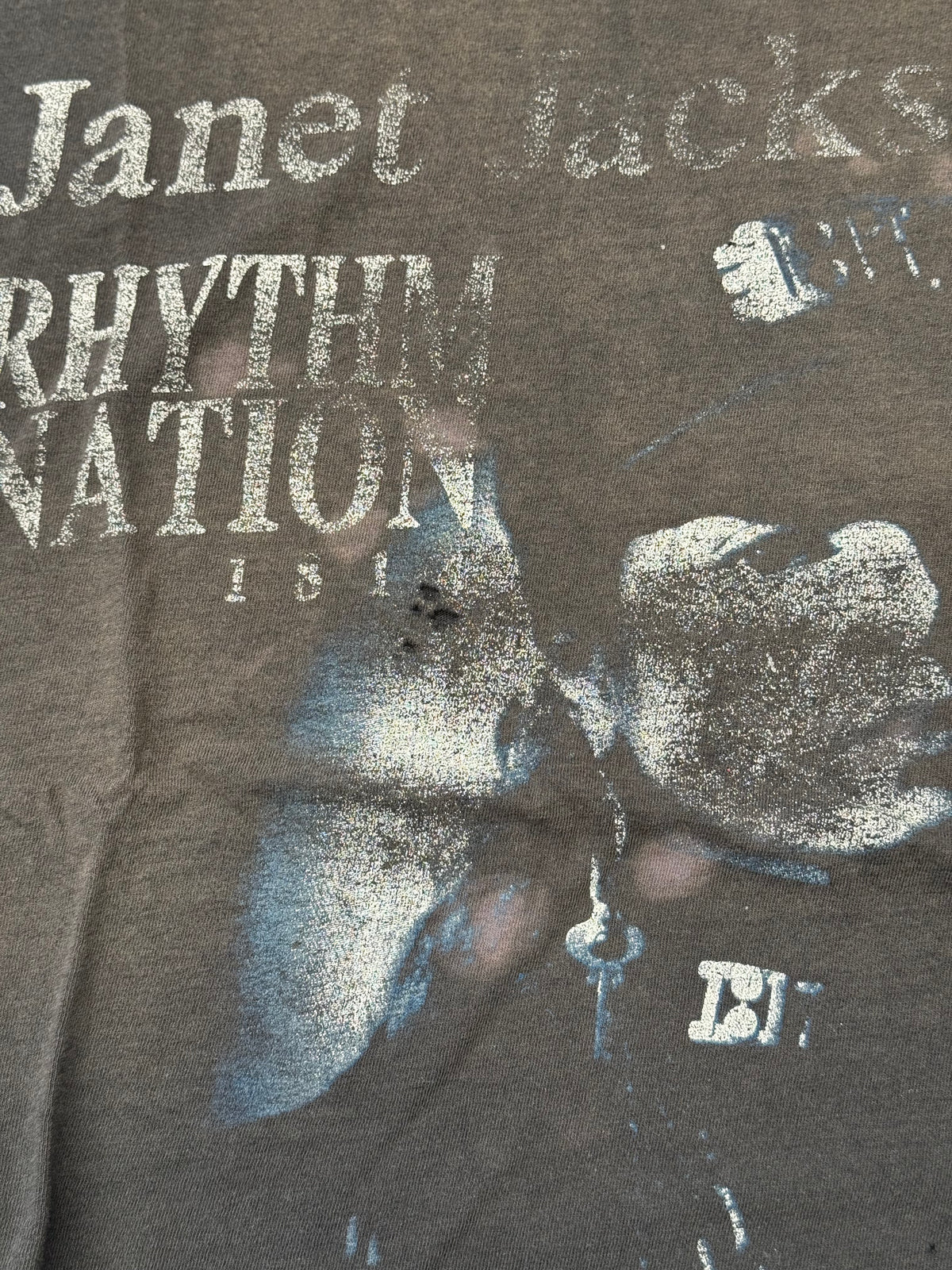 1990 JANET JACKSON RHYTHM NATION EUROPEAN TOUR DISTRESSED CUT-OFF TEE