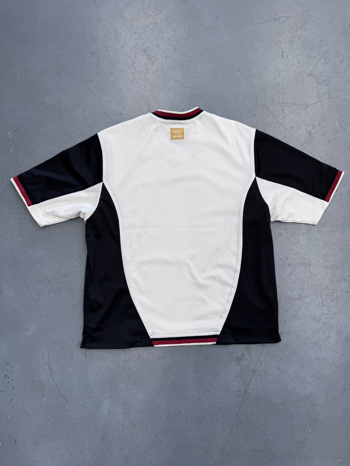 KITH FOR OLYMPICS HERRITAGE MESH DARIN WARM UP SHIRT - WHITE/BLACK (M)