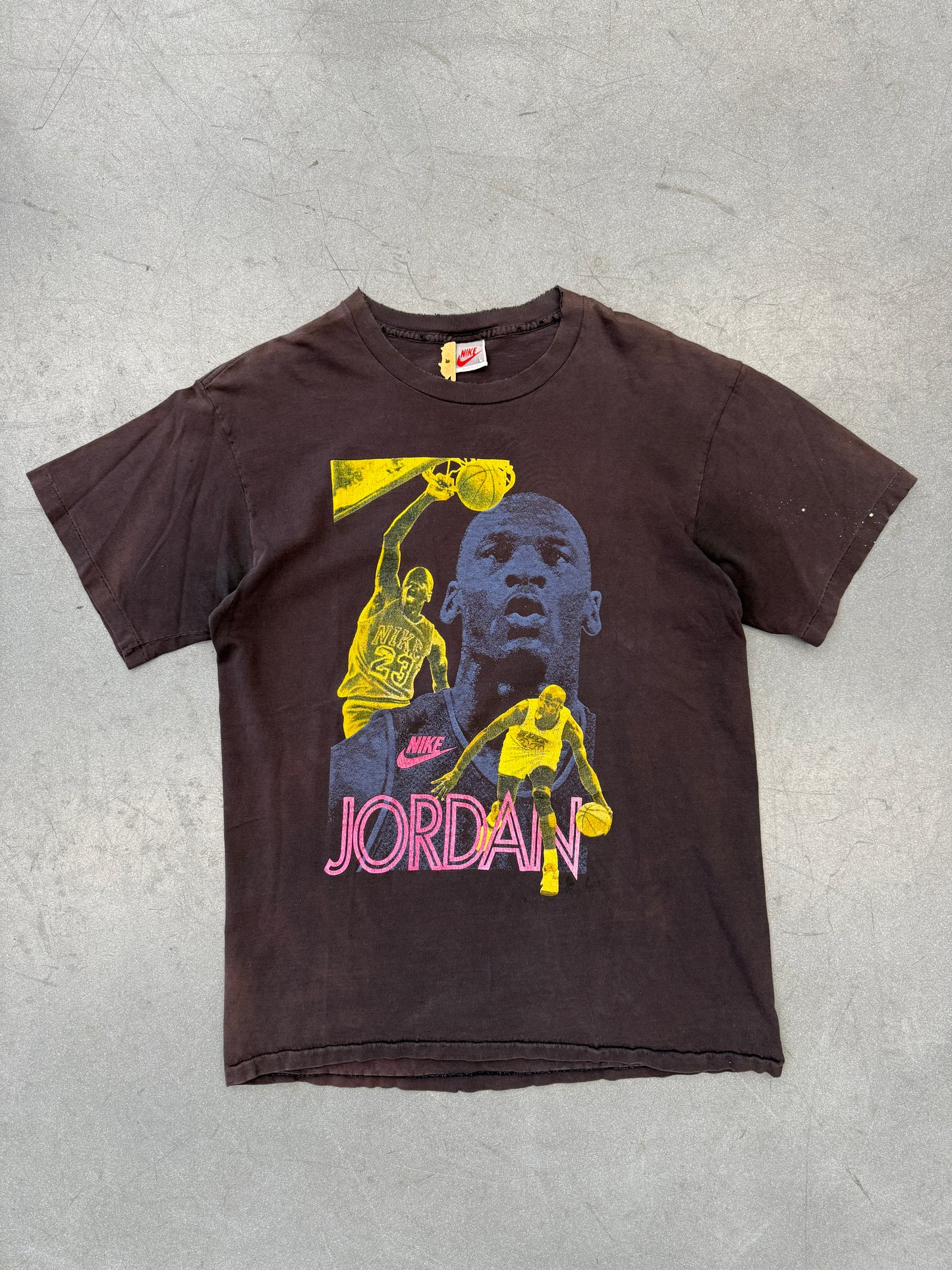 90S JORDAN HALF TONE YELLOW MONTAGE TEE (GREY/RED NIKE TAG)