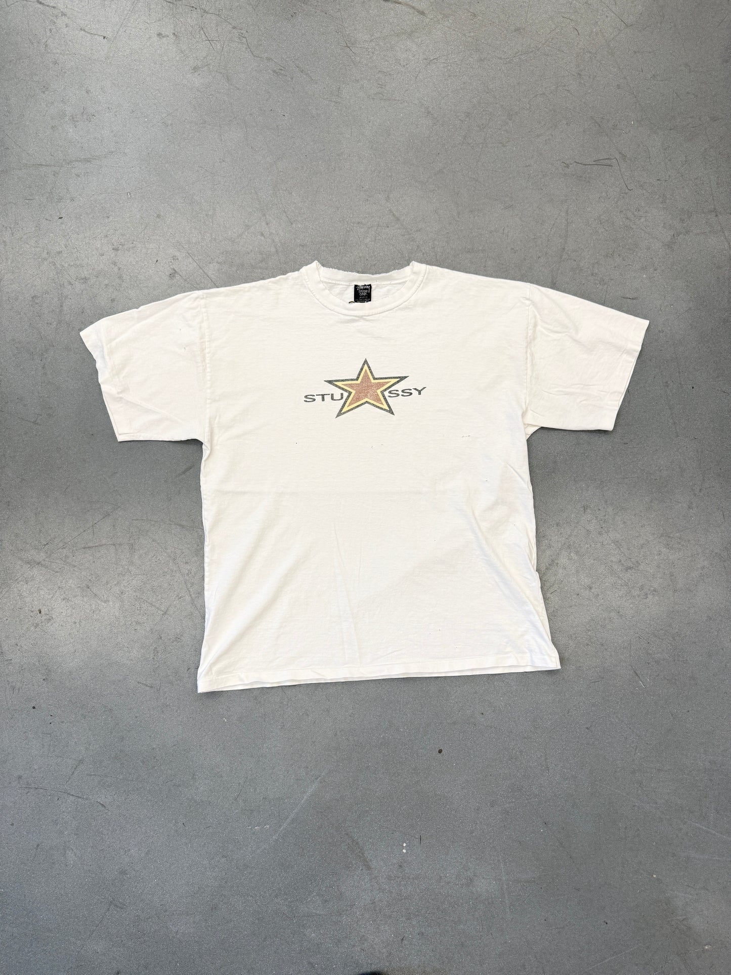 90S STUSSY STAR LOGO DISTRESSED TEE