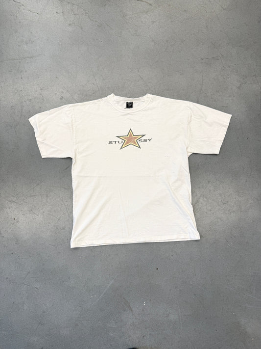 90S STUSSY STAR LOGO DISTRESSED TEE