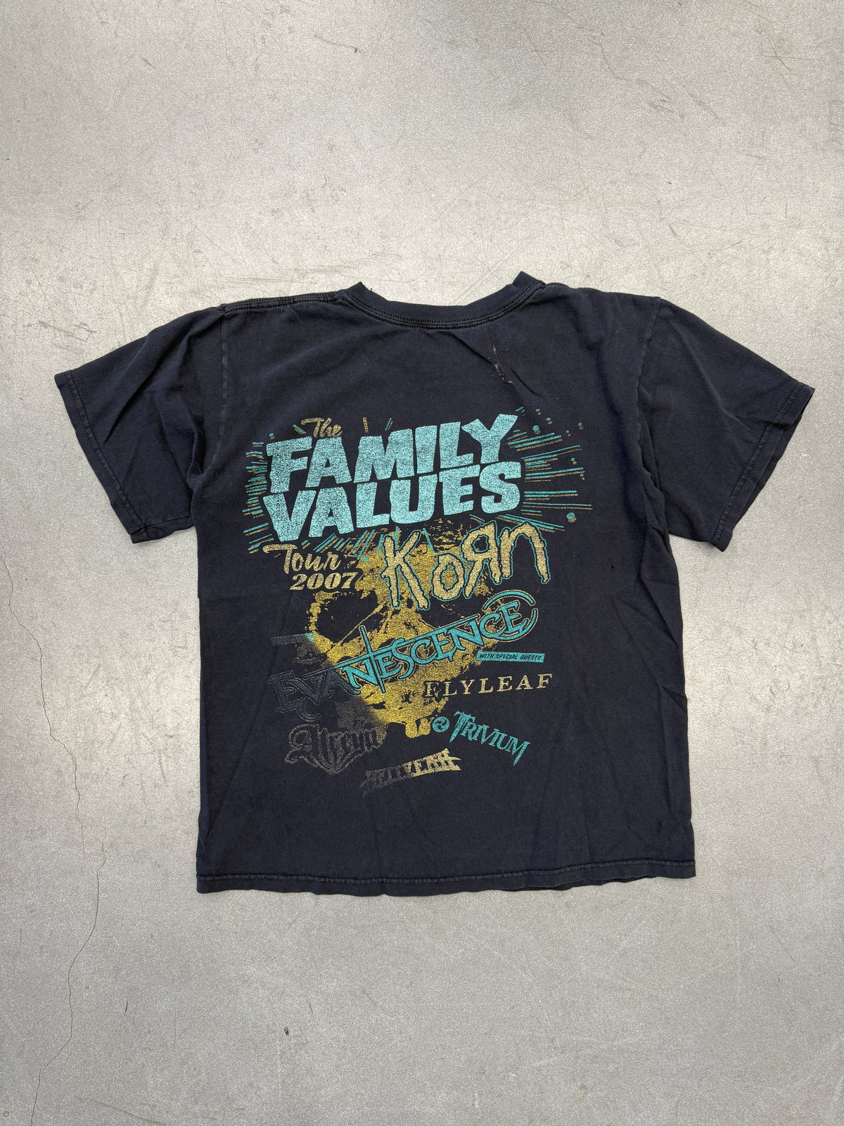 2007 THE FAMILY VALUES TOUR KORN EVANESCENCE FADED TEE (PULLED TAG)