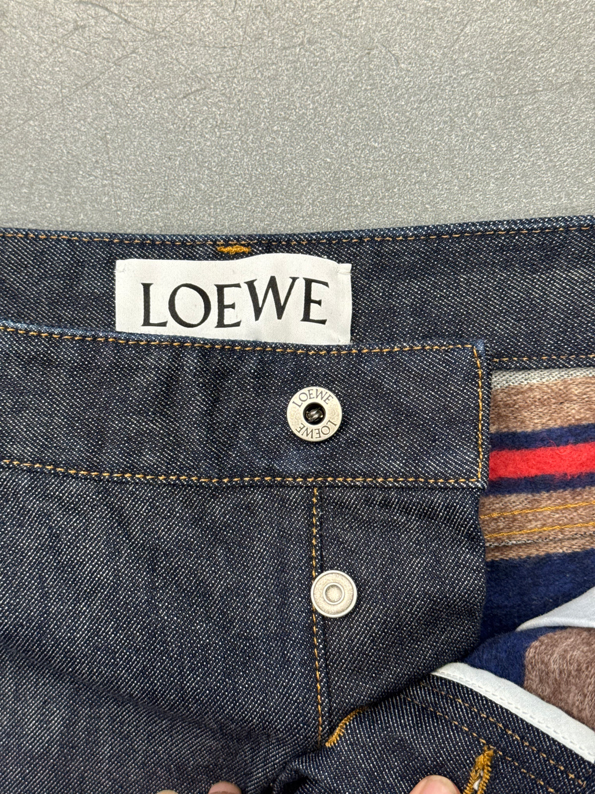 2025 LOEWE TURN-UP DOUBLE-FACE DENIM JEANS - RAW DENIM