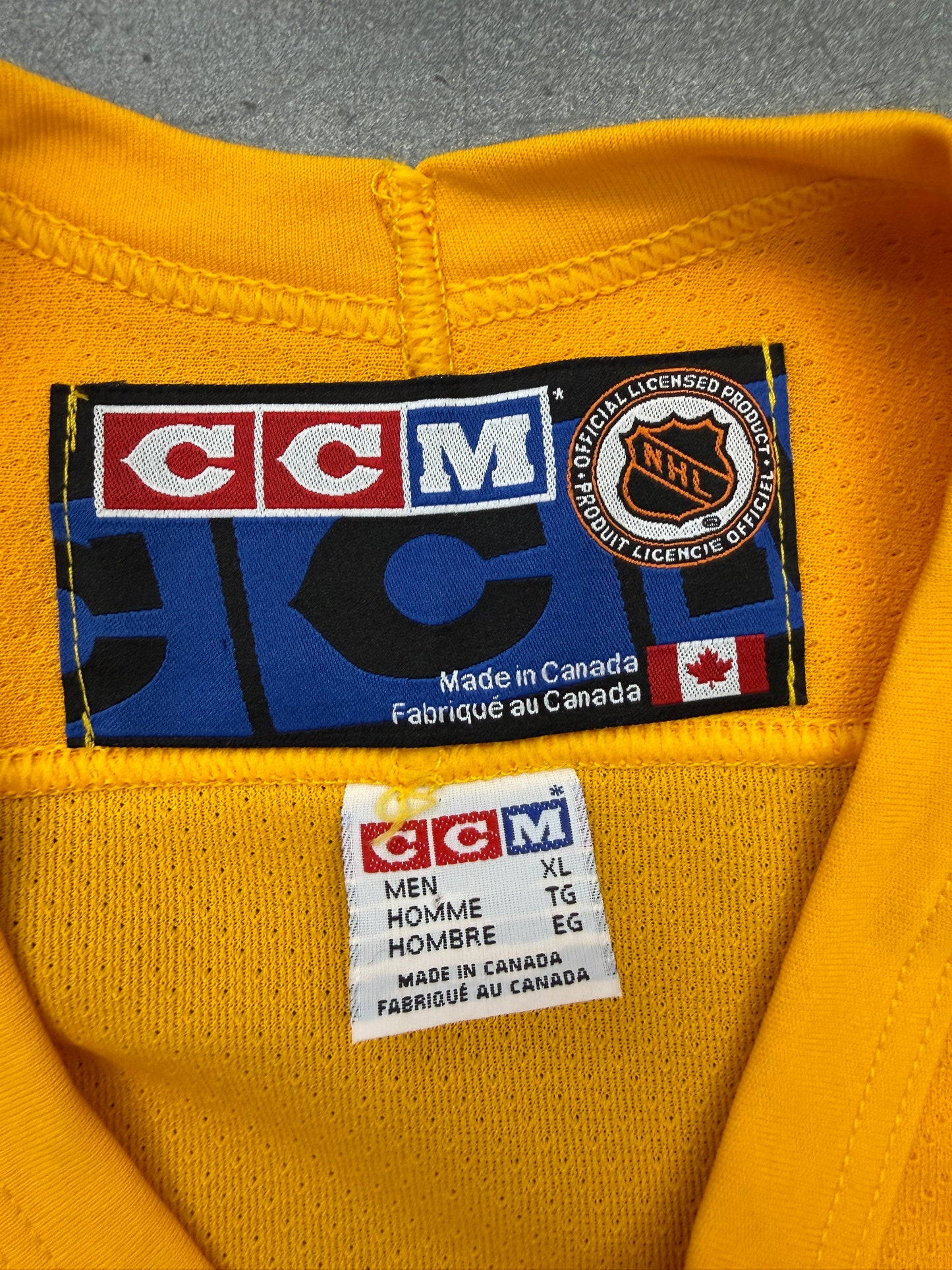 90S NHL FLORIDA PANTHERS CCM CENTER ICE YELLOW BUD LIGHT PARTY ZONE HOCKEY JERSEY