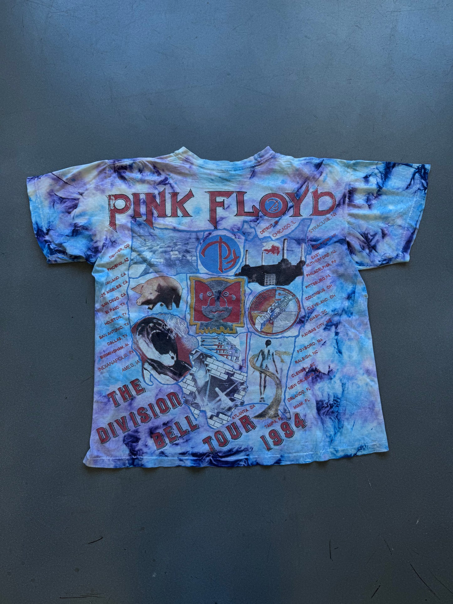 1994 PINK FLOYD THE DIVISION BELL TOUR TYE-DYE BAND TEE (FADED TAG)