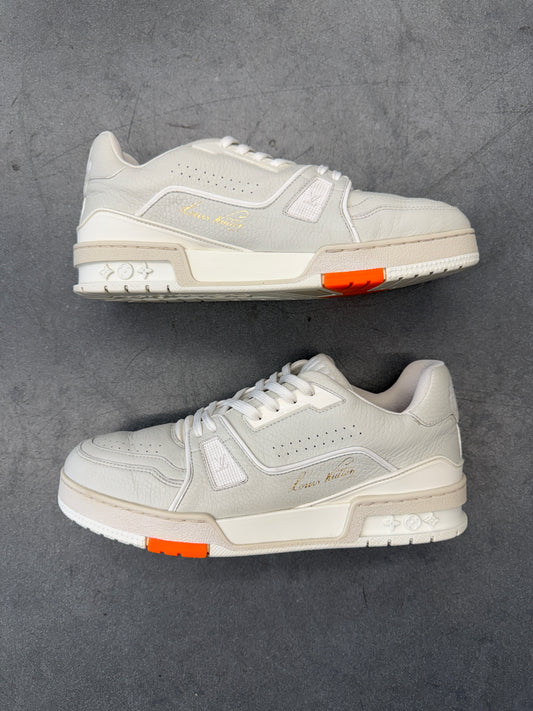 SIZE 8 LOUIS VUITTON LV TRAINER ORANGE/WHITE