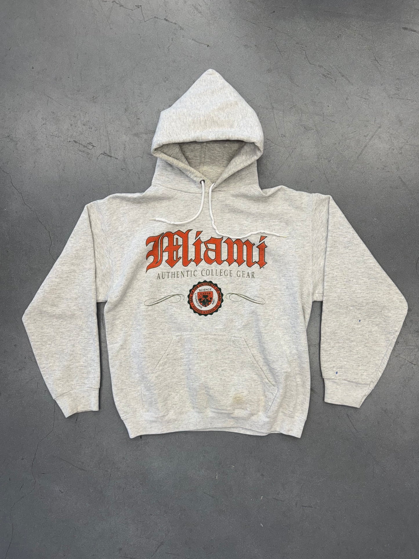 90S UNIVERSITY OF MIAMI AUTHENTIC COLLEGE GEAR PULLOVER HOODIE (TNT TAG)