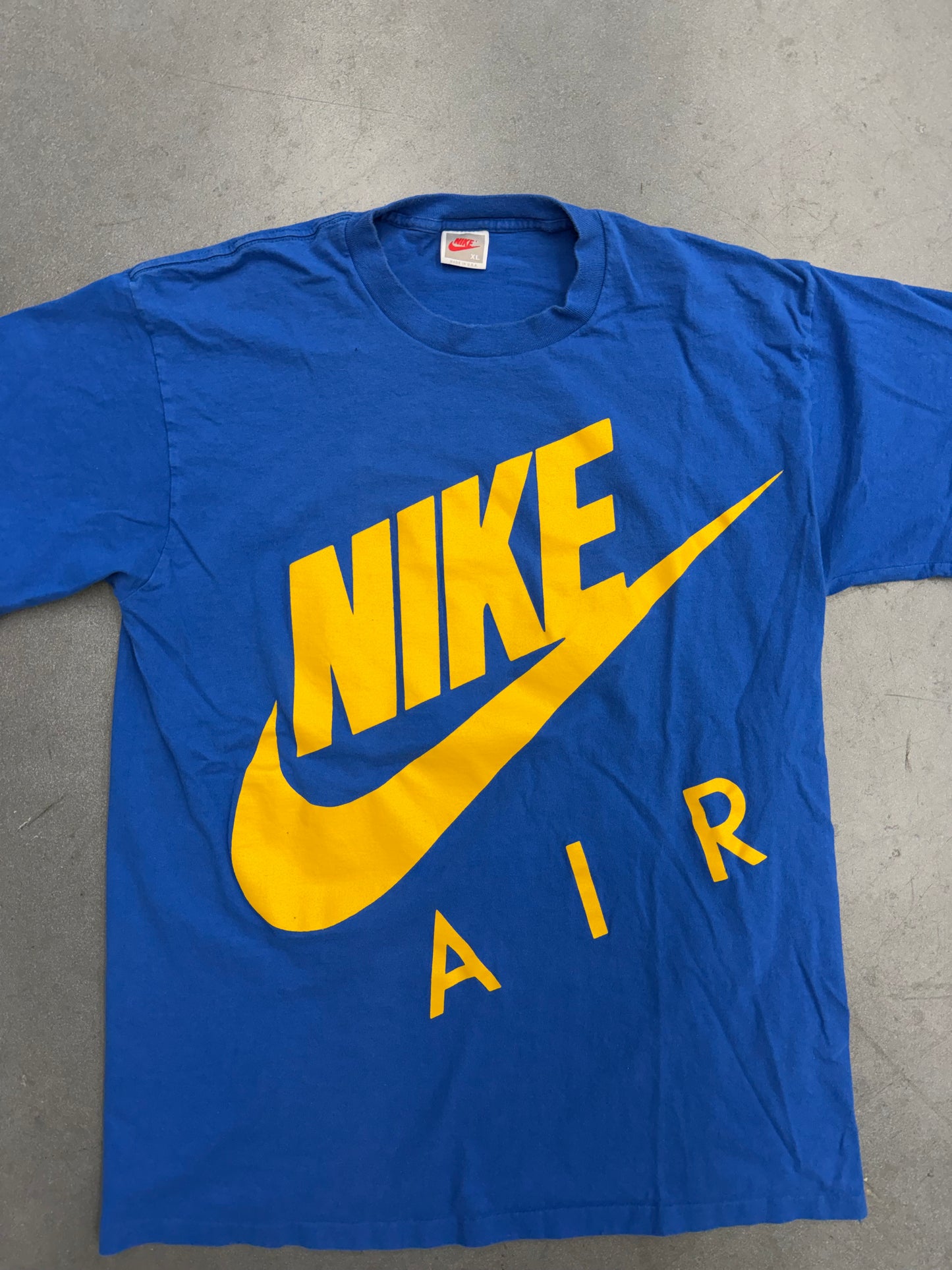 90S NIKE AIR YELLOW LOGO BLUE TEE (GREY/RED/WHITE TAG)