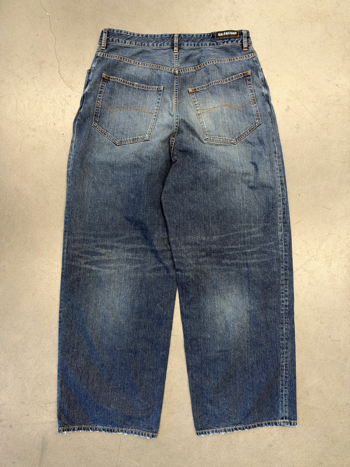 BALENCIAGA BAGGY FADED DENIM JEANS - BLUE
