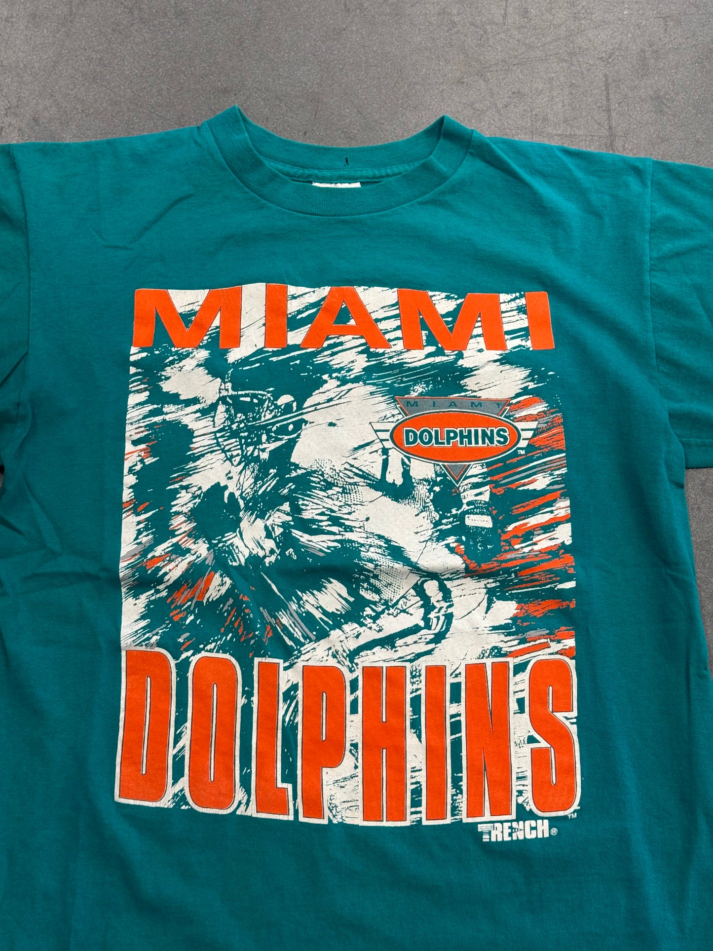 90S MIAMI DOLPHINS TRENCH RUSHING TEE (TRENCH TAG)