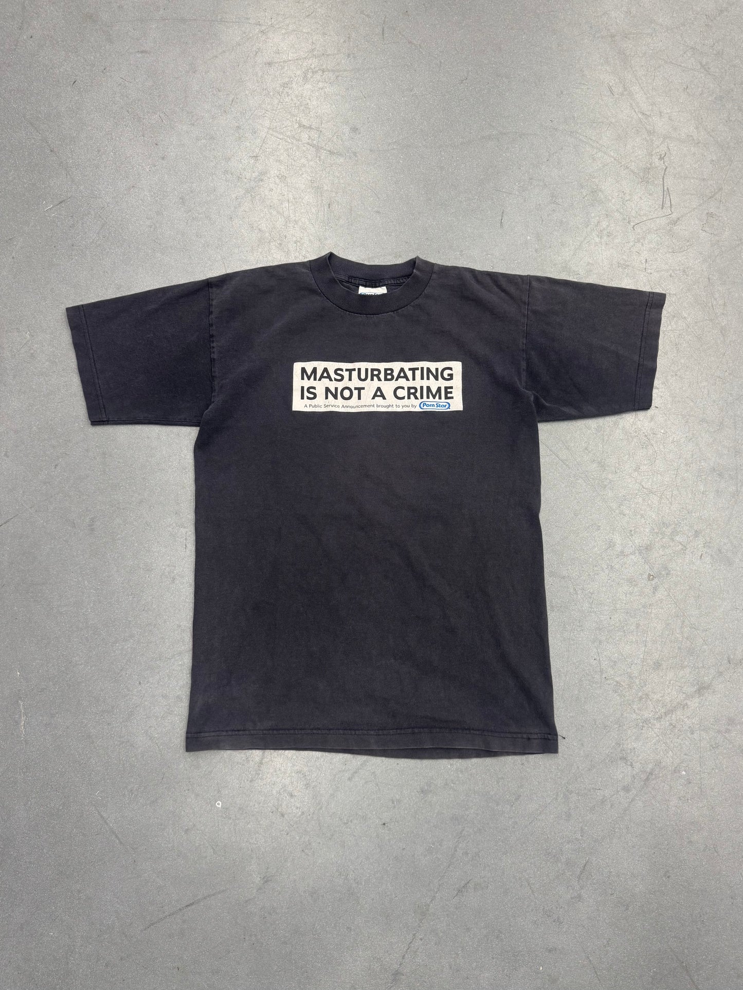 90S PORN STAR MASTURBATING IS NOT A CRIME TEE (WHITE TAG)