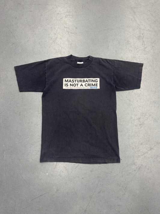 90S PORN STAR MASTURBATING IS NOT A CRIME TEE (WHITE TAG)