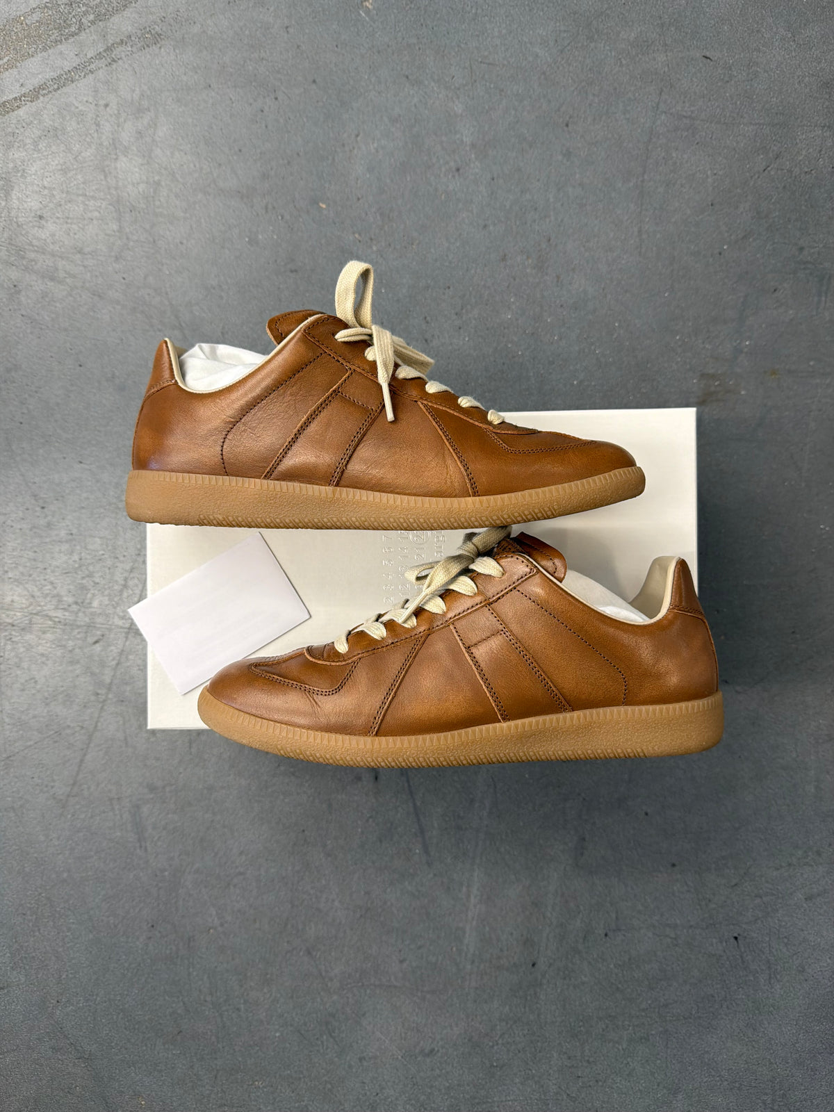 MAISON MARGIELA REPLICA LEATHER SNEAKERS - SAFARI SHADE