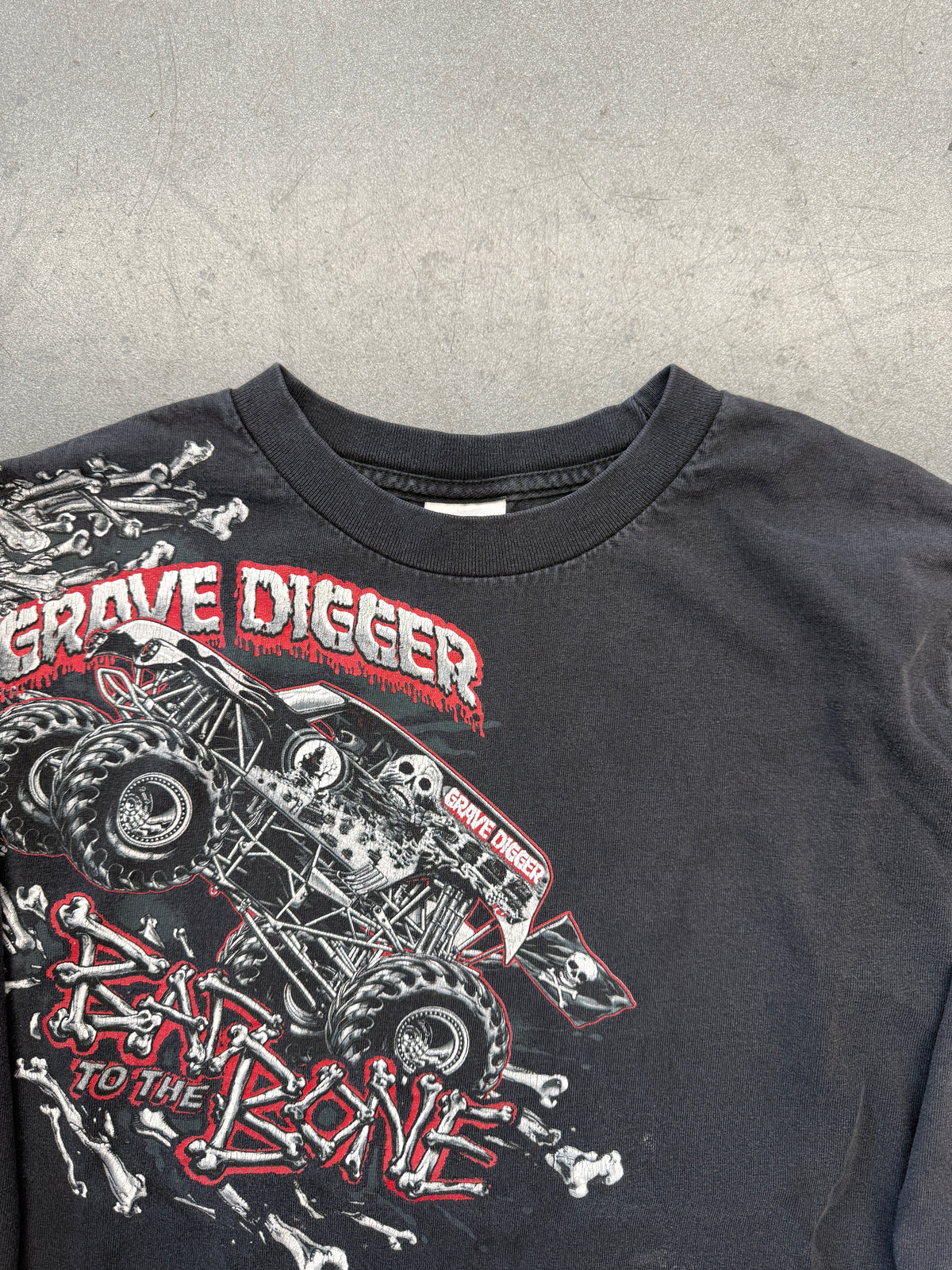 Y2K GRAVE DIGGER BAD TO THE BONE LS TEE (TRIPLE A TAG)