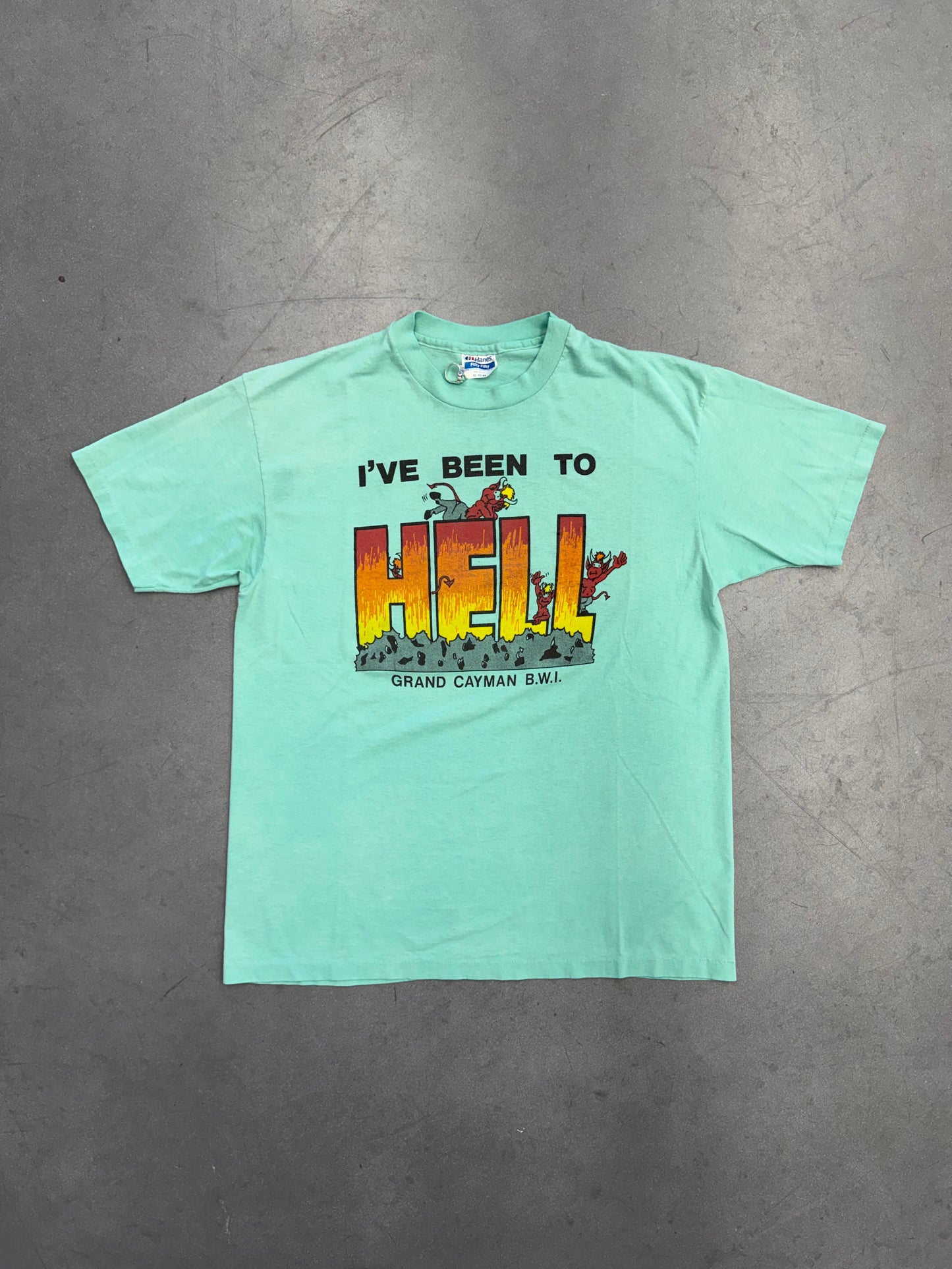 90S "I'VE BEEN TO HELL" GRAND CAYMAN B.W.I. TEE (HANES TAG)