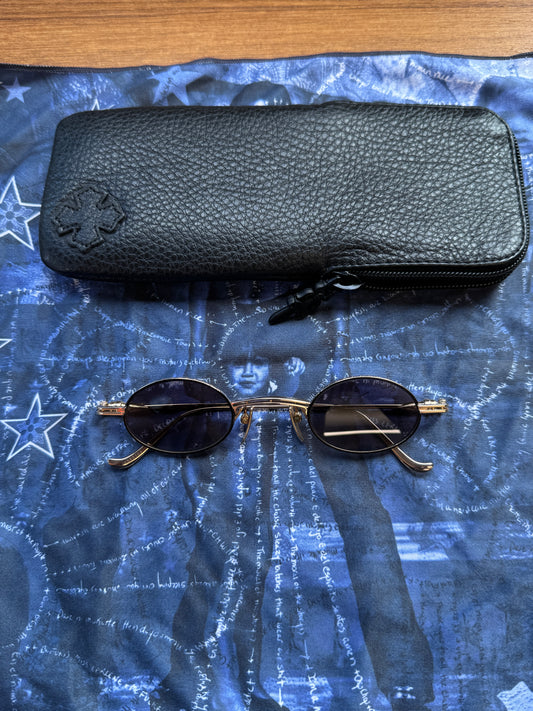 CHROME HEARTS LUX GOLD PLATED OVAL SUNGLASSES