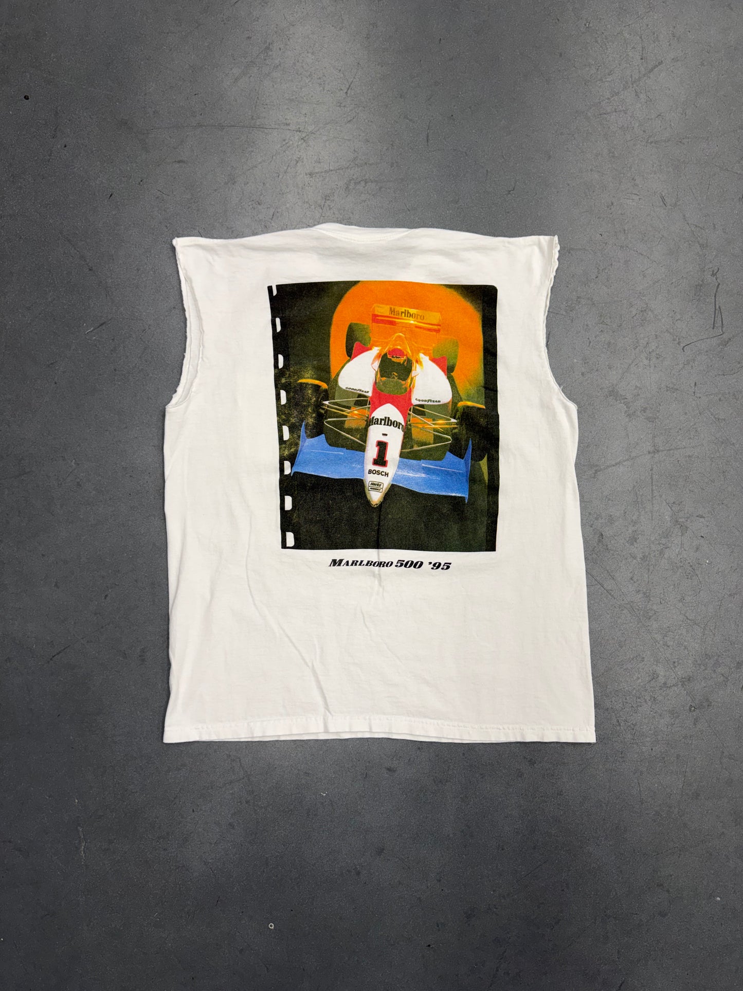 1995 TEAM PENSKE MARLBORO 500 CUTOFF TEE (AMERICAN BORN TAG)
