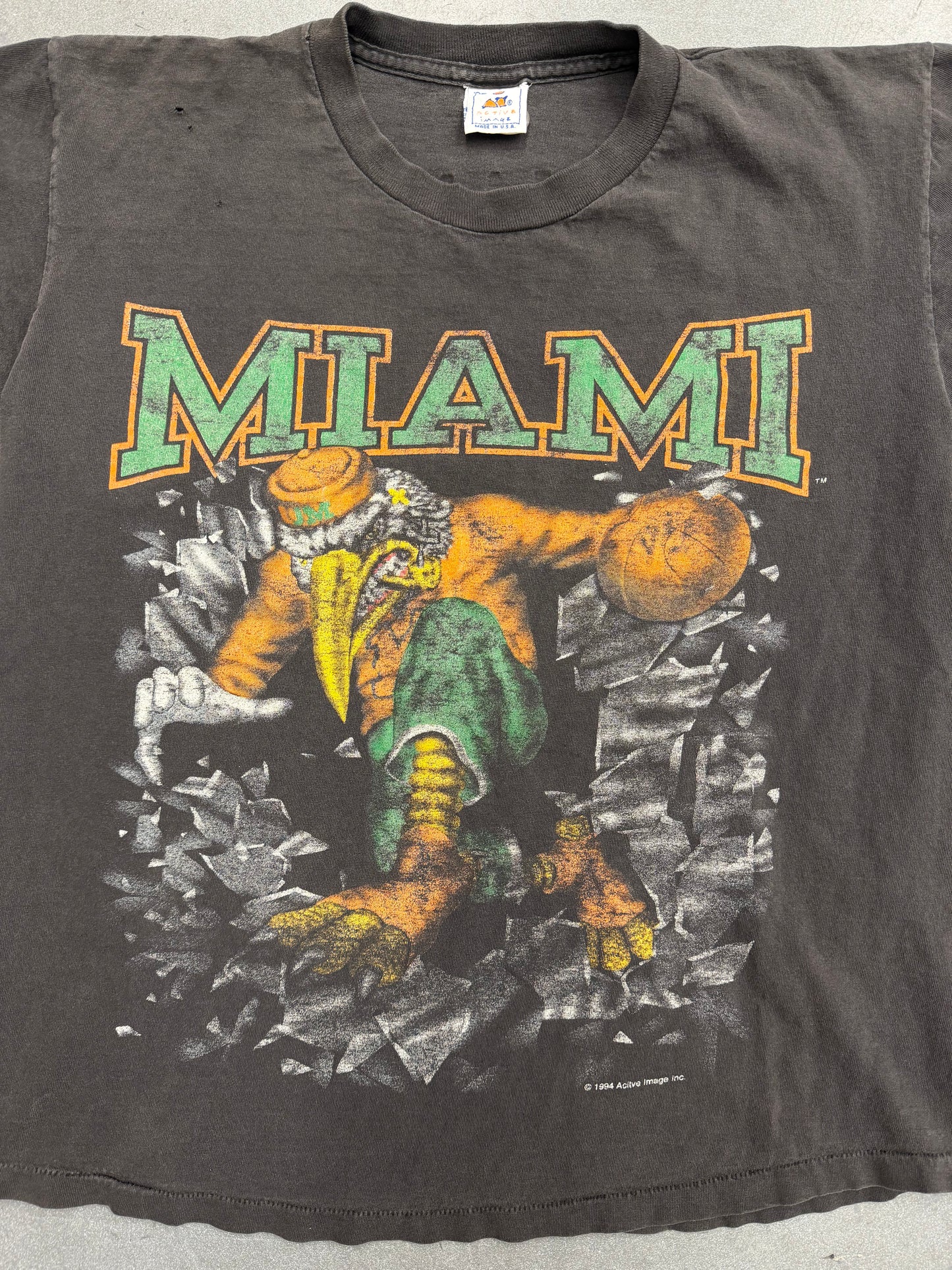 1994 ACTIVE IMAGE MIAMI HURRICANES BREAKTHROUGH SEBASTIAN TEE