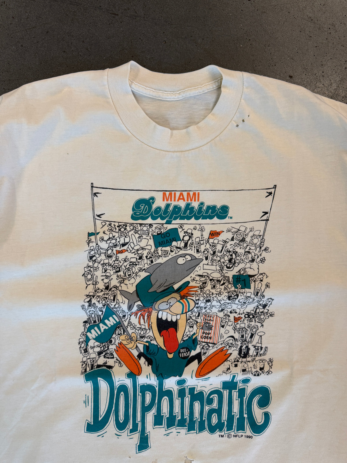 1990 MIAMI DOLPHINS DOLPHINATIC TEE (PULLED TAG)